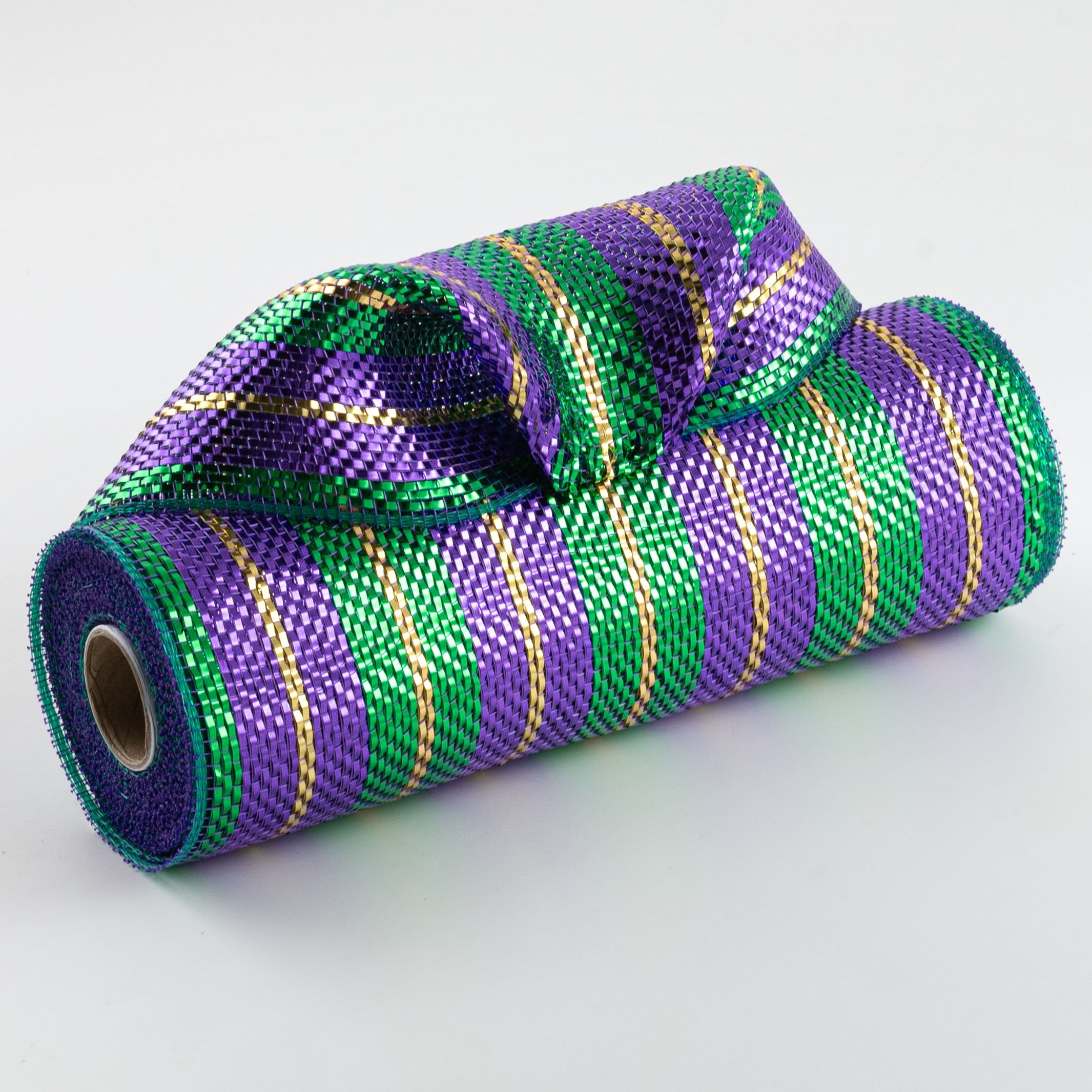 10" Premium Wide Strip Metallic Foil Stripe Mesh: Mardi Gras Item Number: RE861273