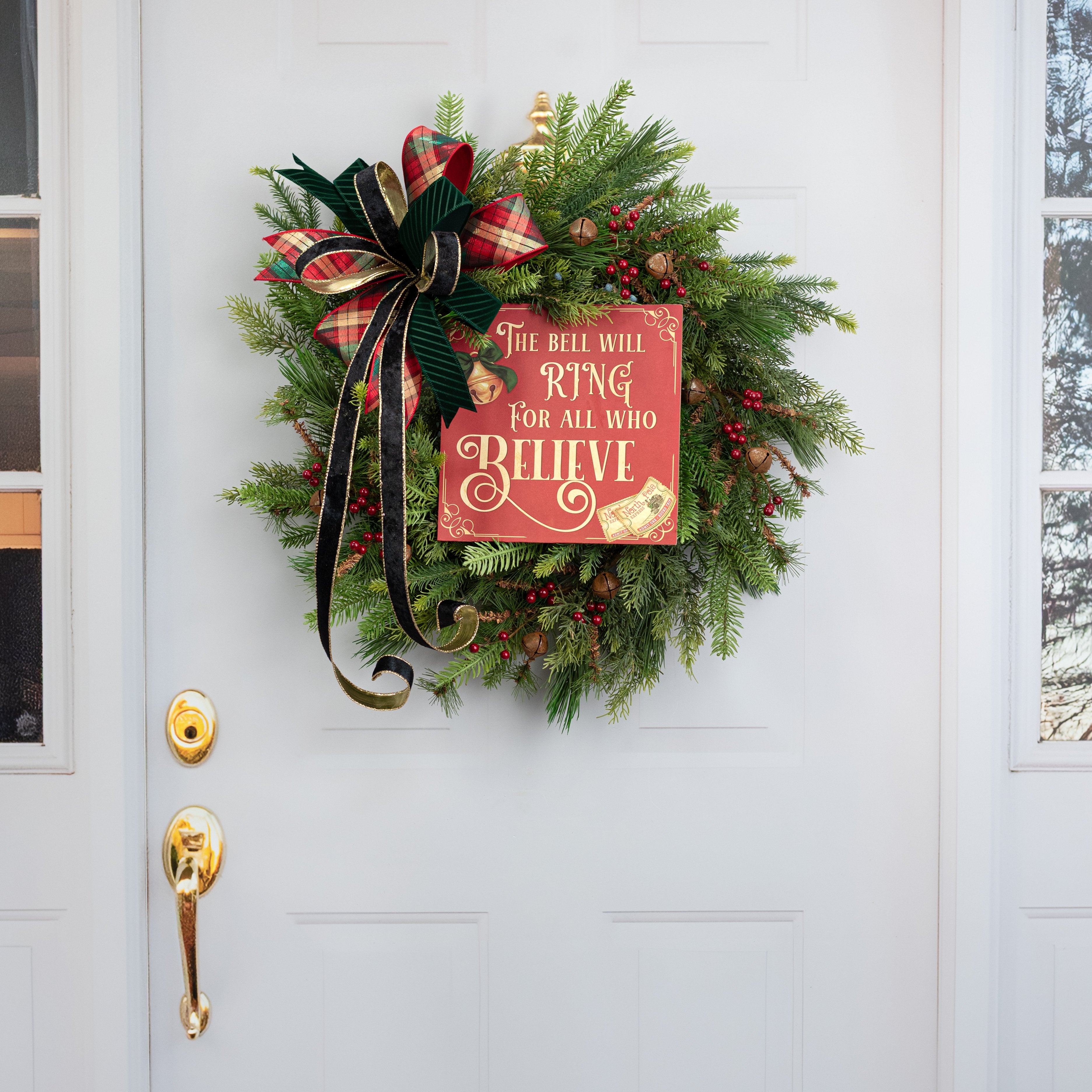 10" Square Wooden Sign: Bell Will Ring for Believers detail photo 4