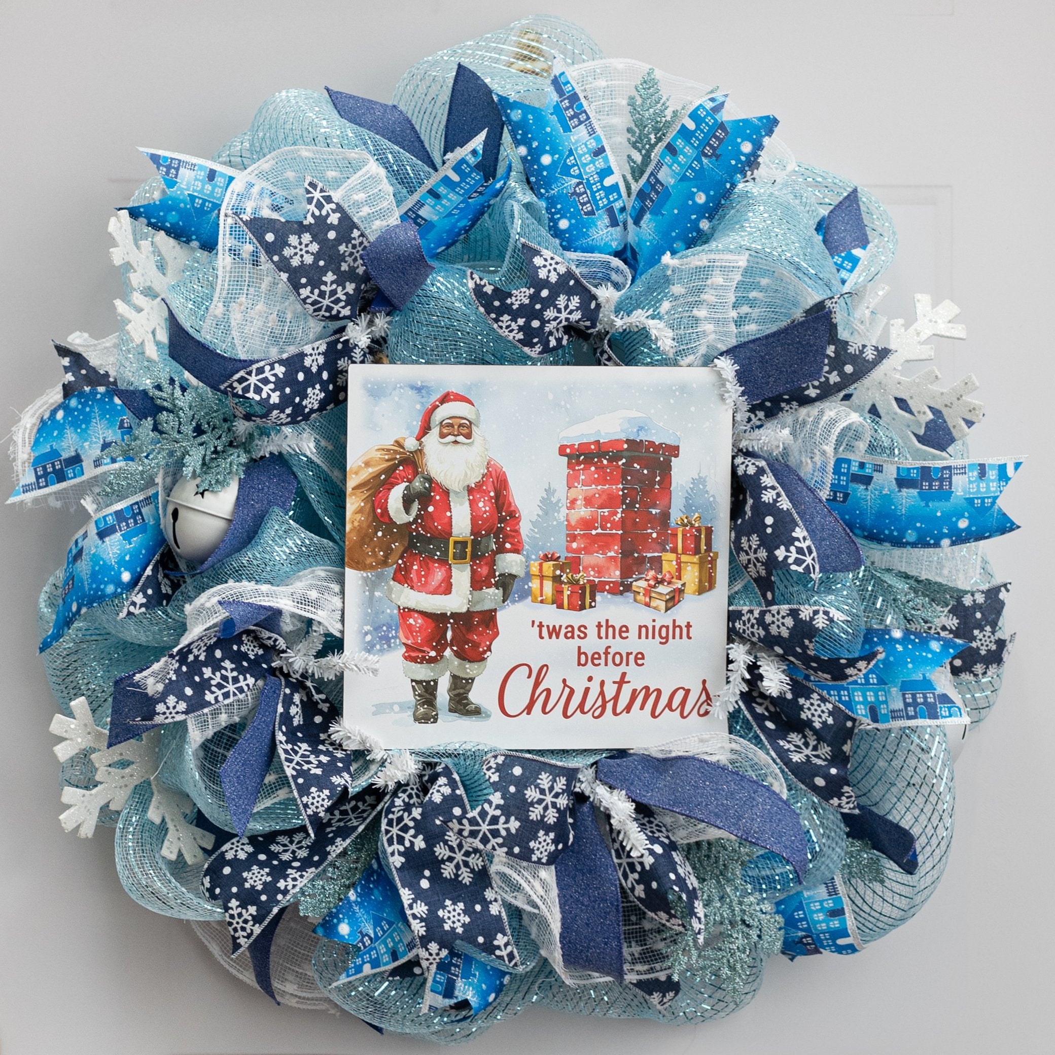 10" Square Wooden Sign: The Night Before Christmas Brown Santa Lifestyle Photo