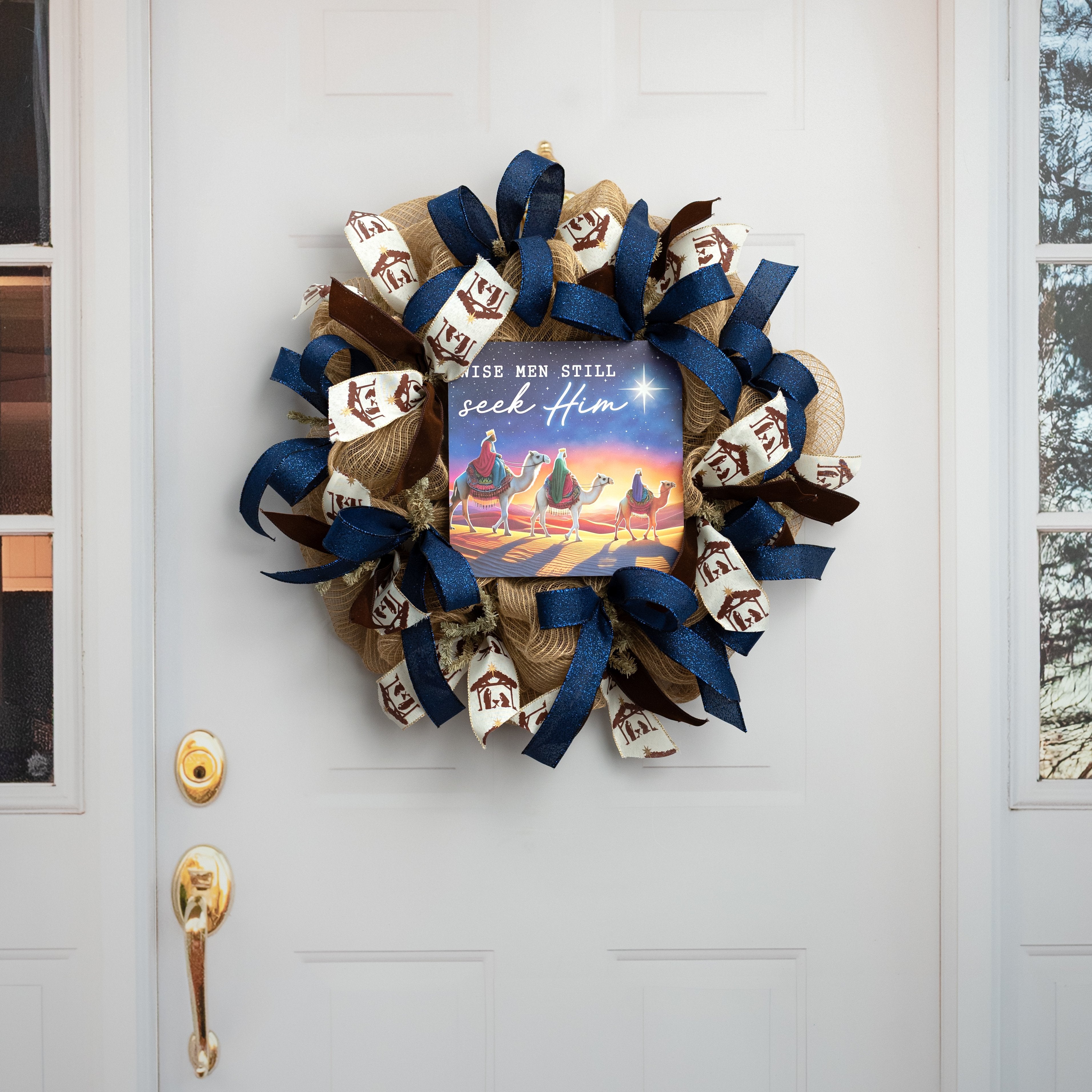 10" Square Wooden Sign: Wise Men Seek Nativity detail photo 4