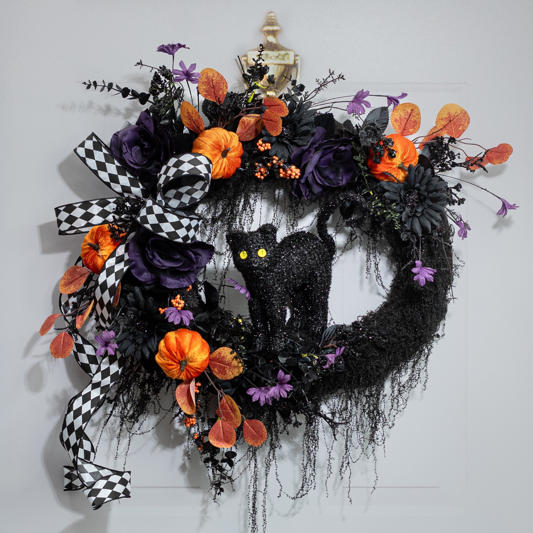 10" Standing Tinsel Black Cat Decoration Lifestyle Photo