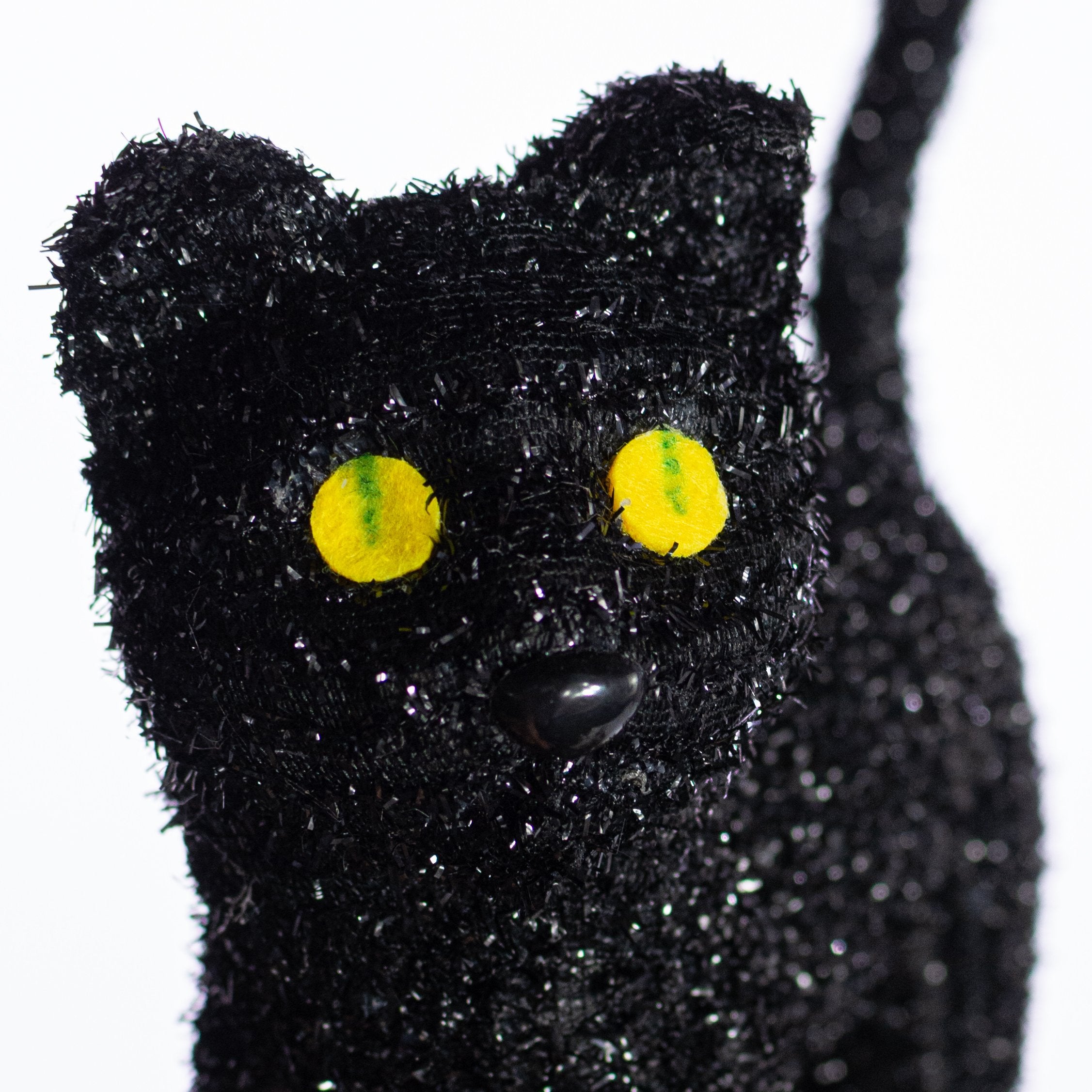 10" Standing Tinsel Black Cat Decoration detail photo 3