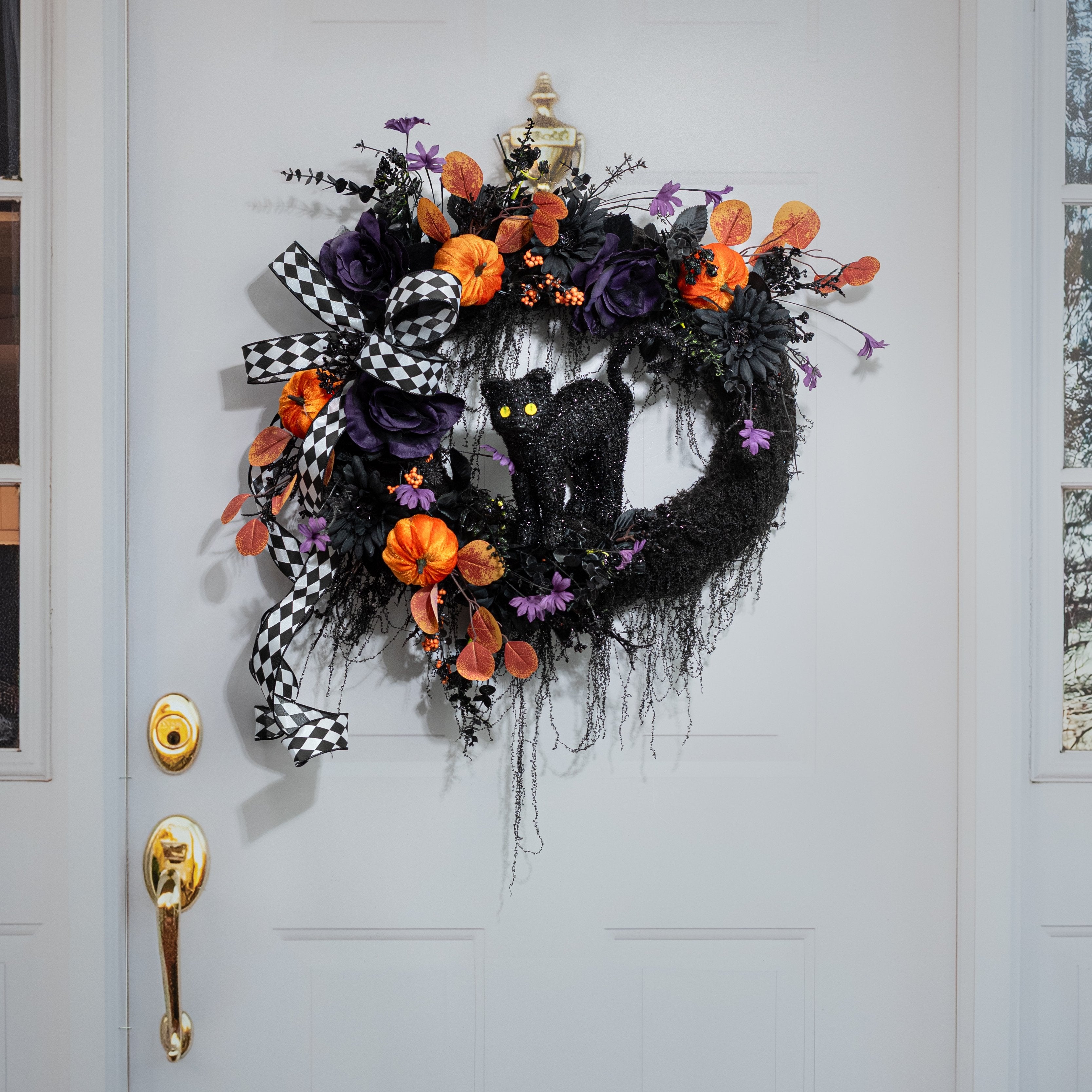 10" Standing Tinsel Black Cat Decoration detail photo 4