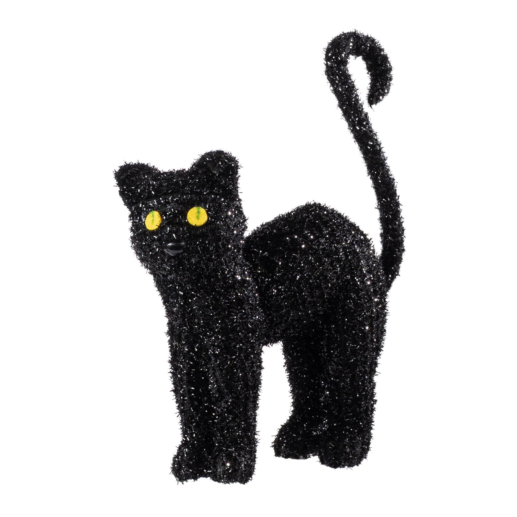 10" Standing Tinsel Black Cat Decoration Item Number: HH4075