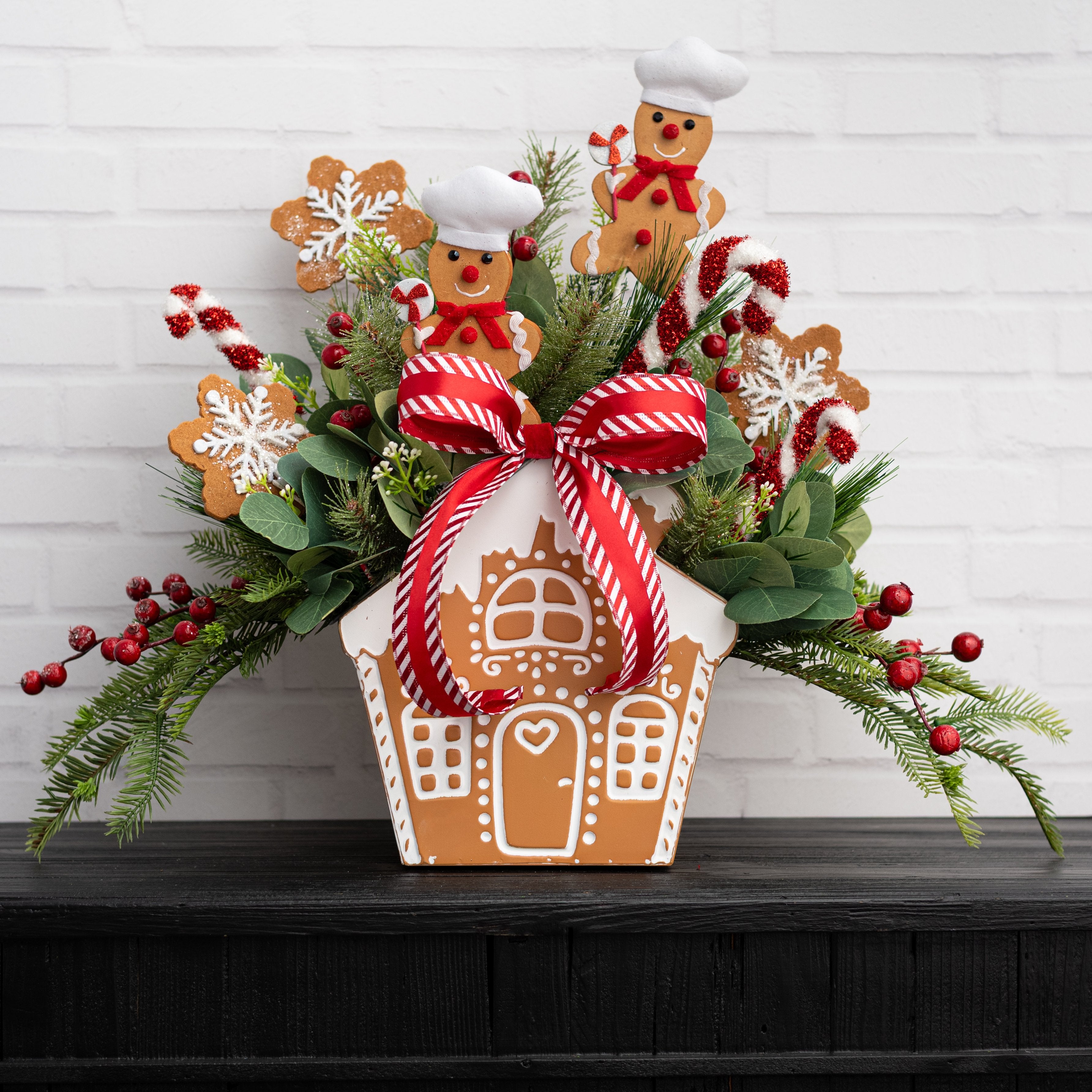 10" Tim Gingerbread House Bucket Planter Lifestyle Photo
