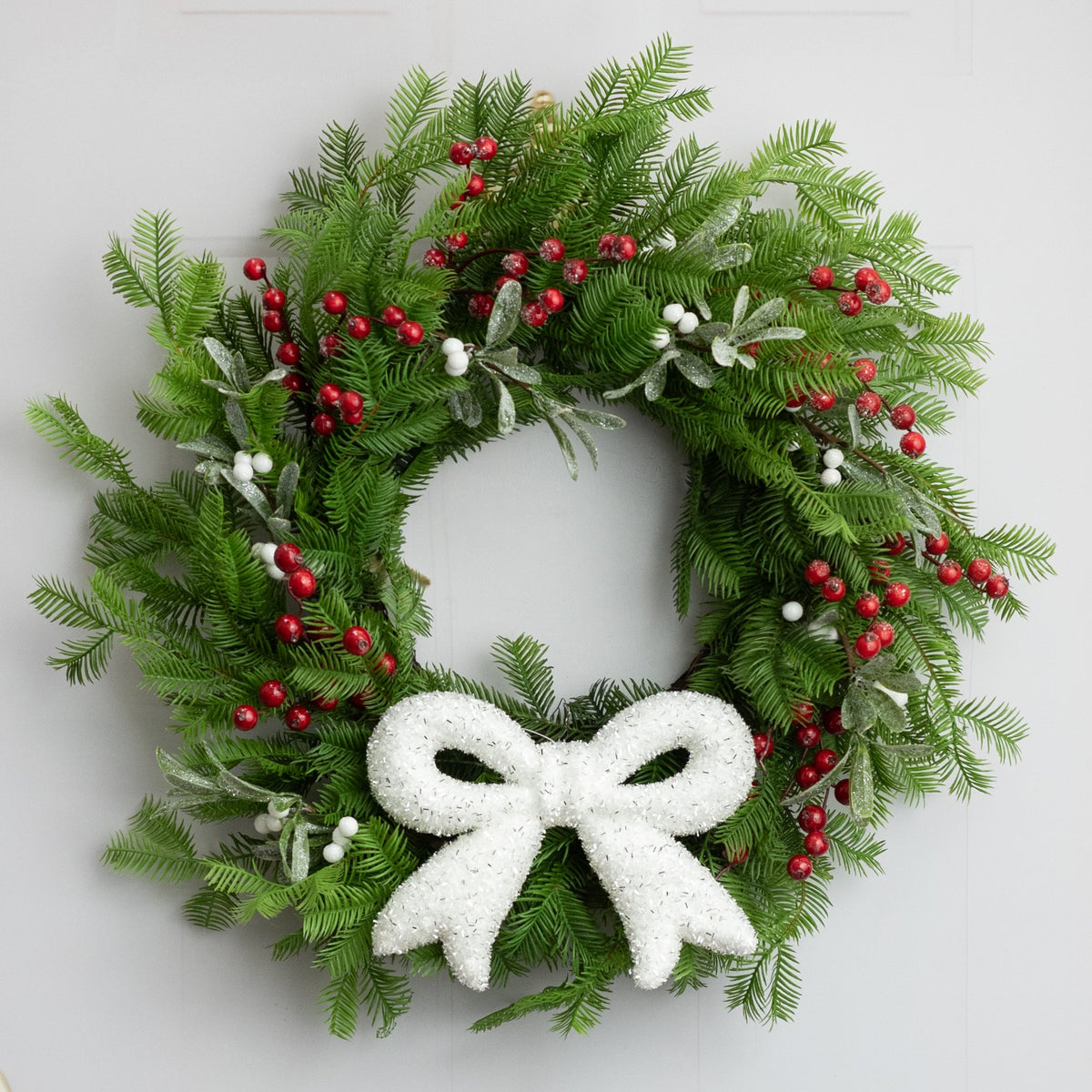 10" Tinsel Bow Ornament: White Lifestyle Photo