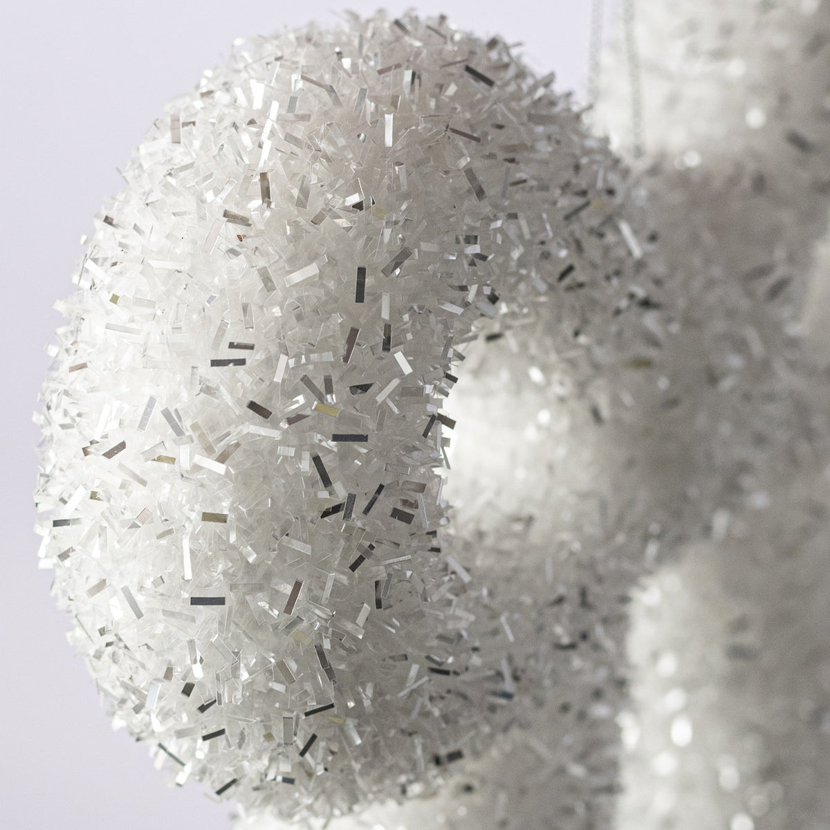 10" Tinsel Bow Ornament: White detail photo 3