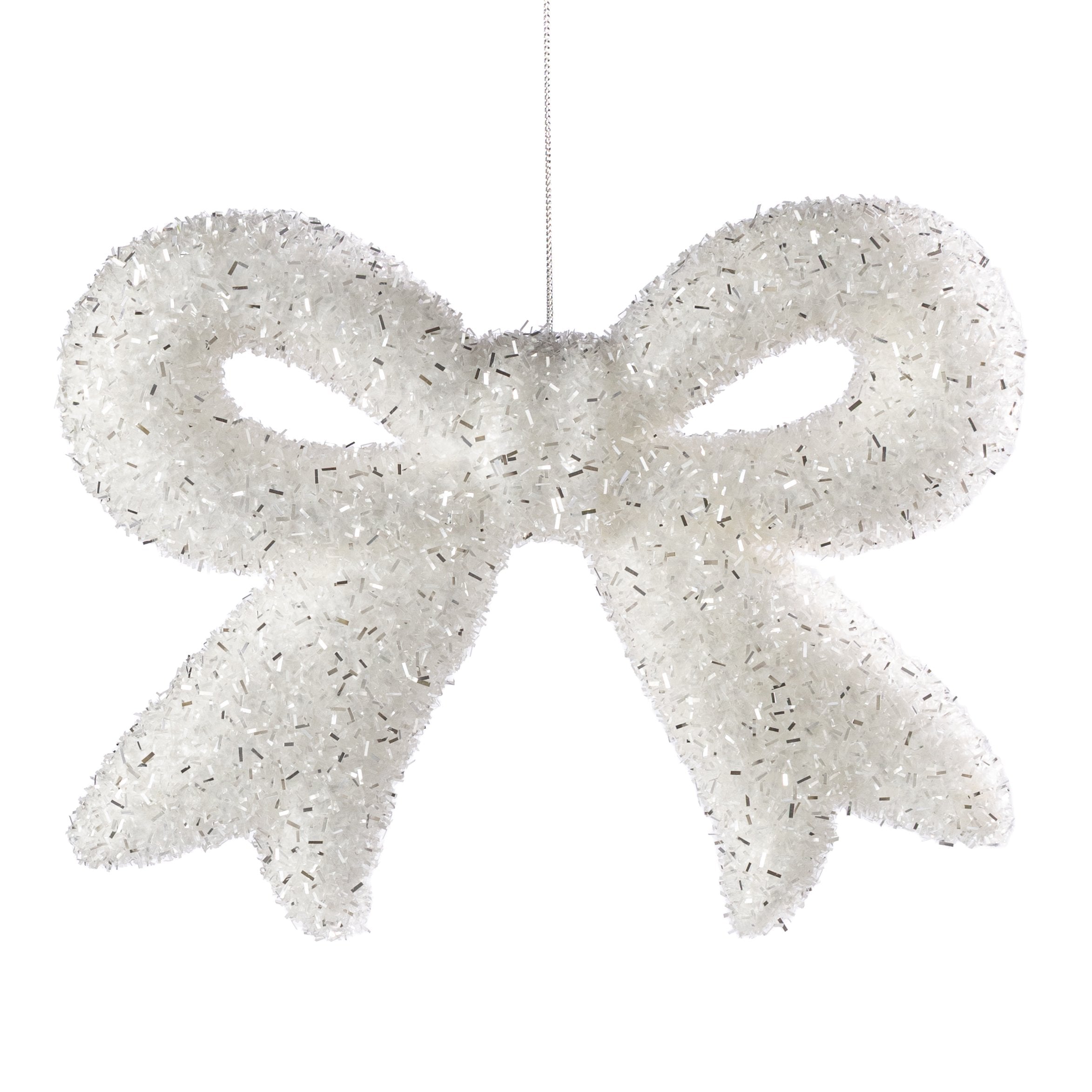 10" Tinsel Bow Ornament: White Item Number: 87007WT