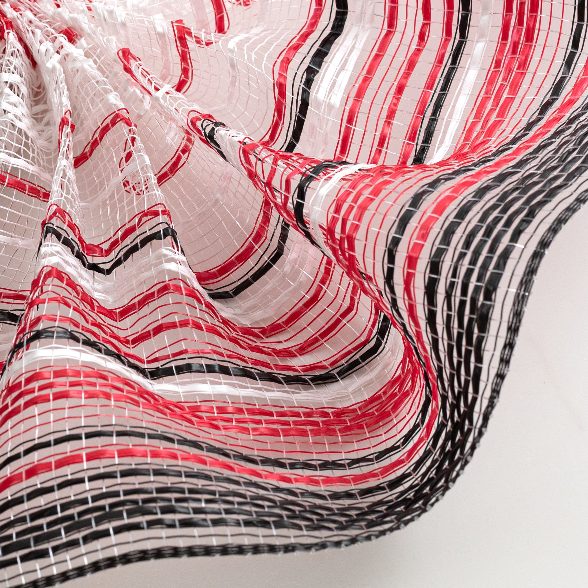 10" Vertical Wide Strip OmbrÃ© Mesh: Black, Red & White Lifestyle Photo