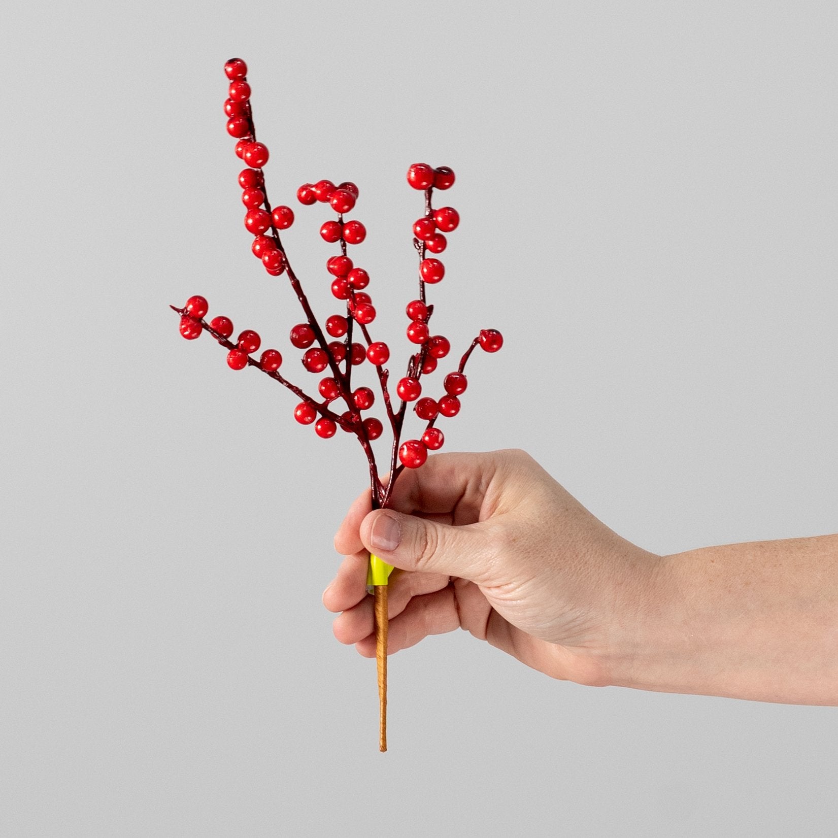 10" Waterproof Berry Clusters Twig Spray: Red detail photo 3