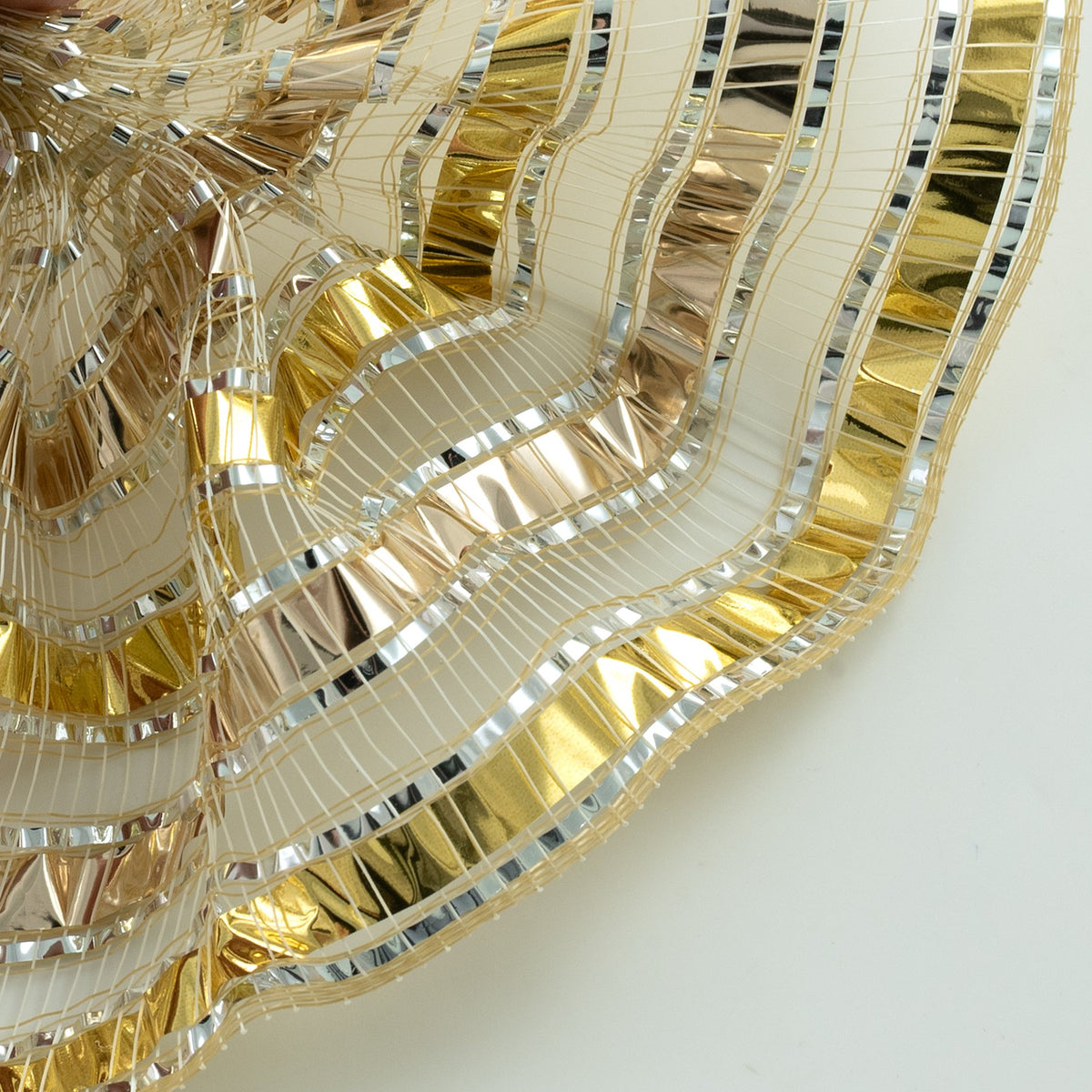 10" Wide Metallic OmbrÃ© Mesh: Ivory, Gold & Silver Lifestyle Photo