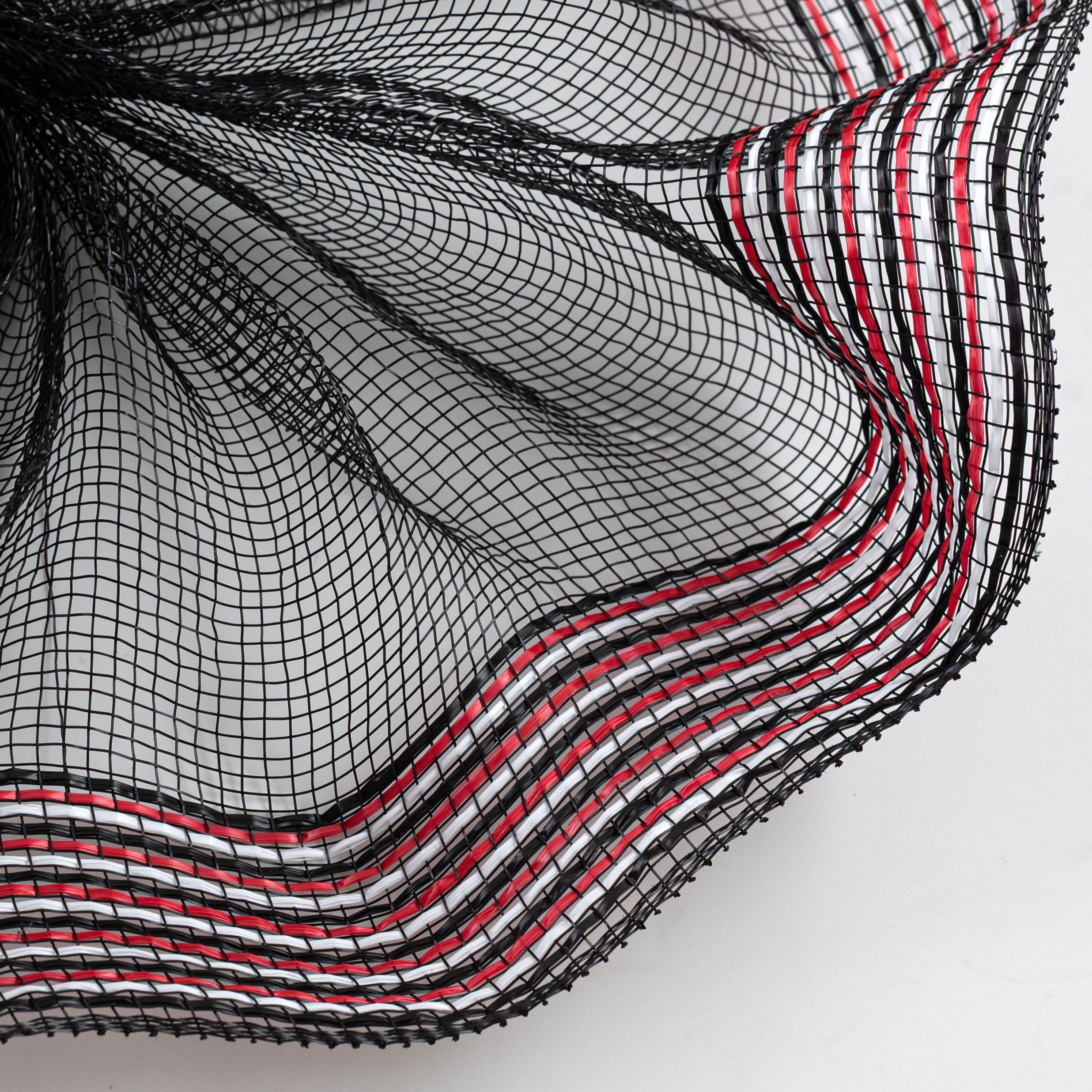 10" Wide Strip Border Stripe Mesh: Black, Red & White Lifestyle Photo