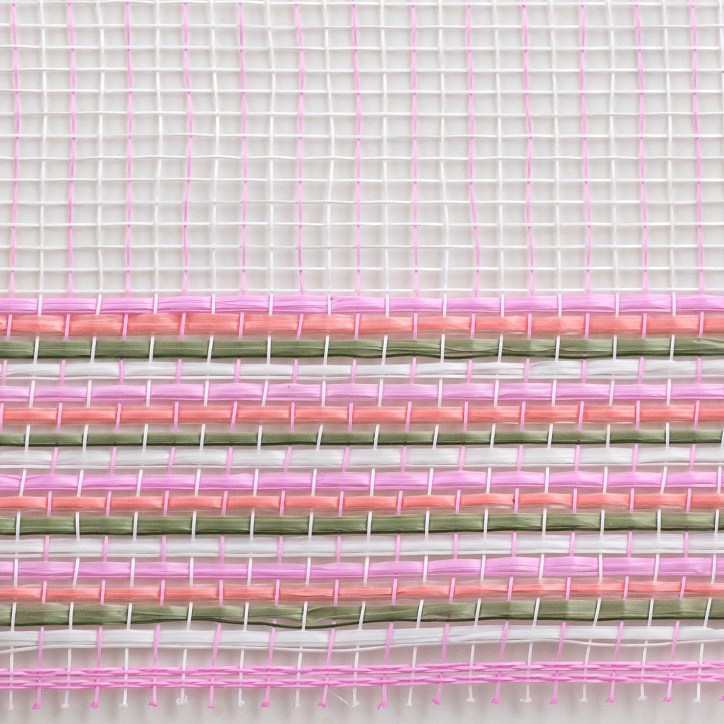 10" Wide Strip Border Stripe Mesh: Pink, White & Sage Green detail photo 3