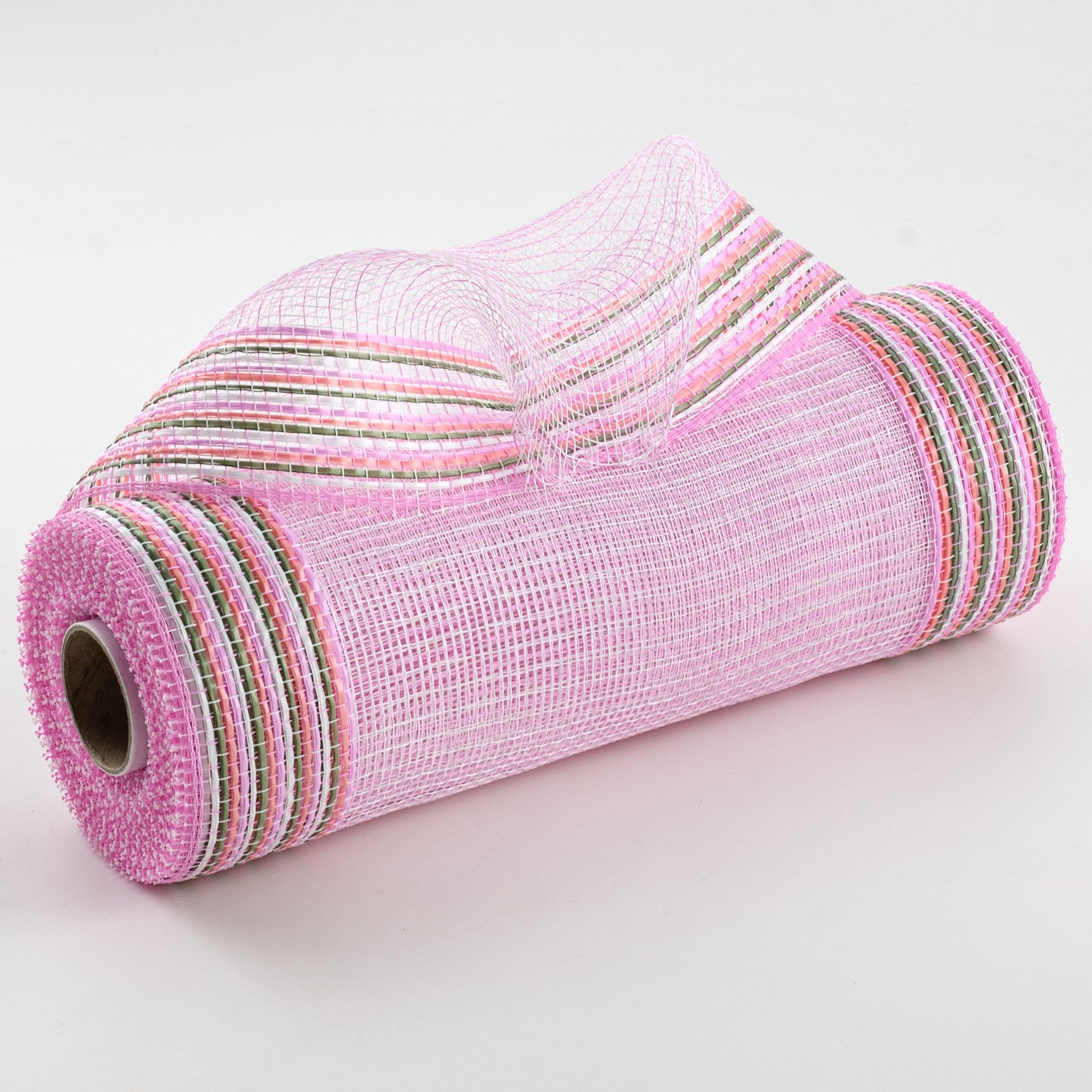 10" Wide Strip Border Stripe Mesh: Pink, White & Sage Green Item Number: RE85063J