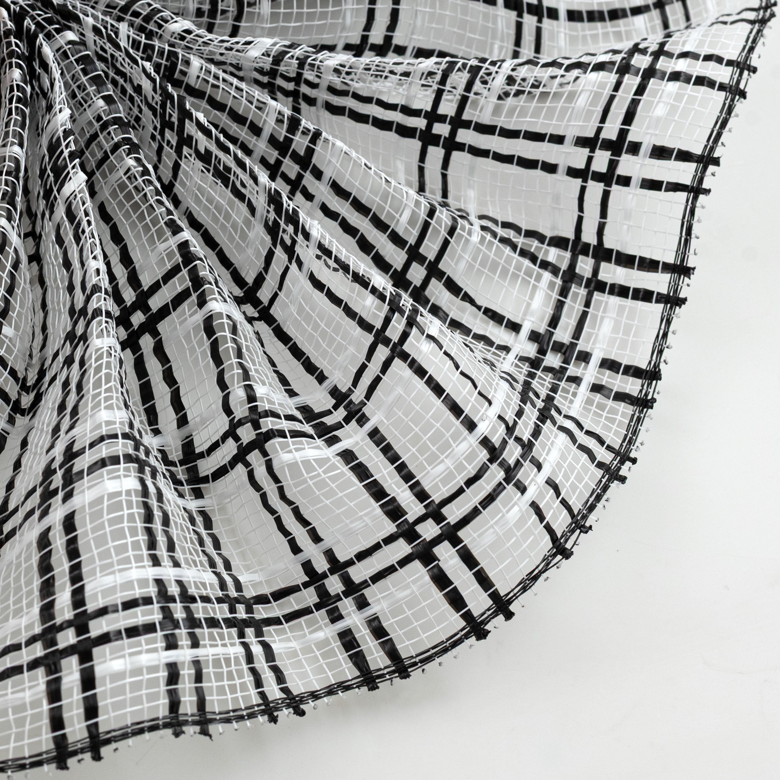 10" Wide Strip Plaid Mesh: Black & White Lifestyle Photo