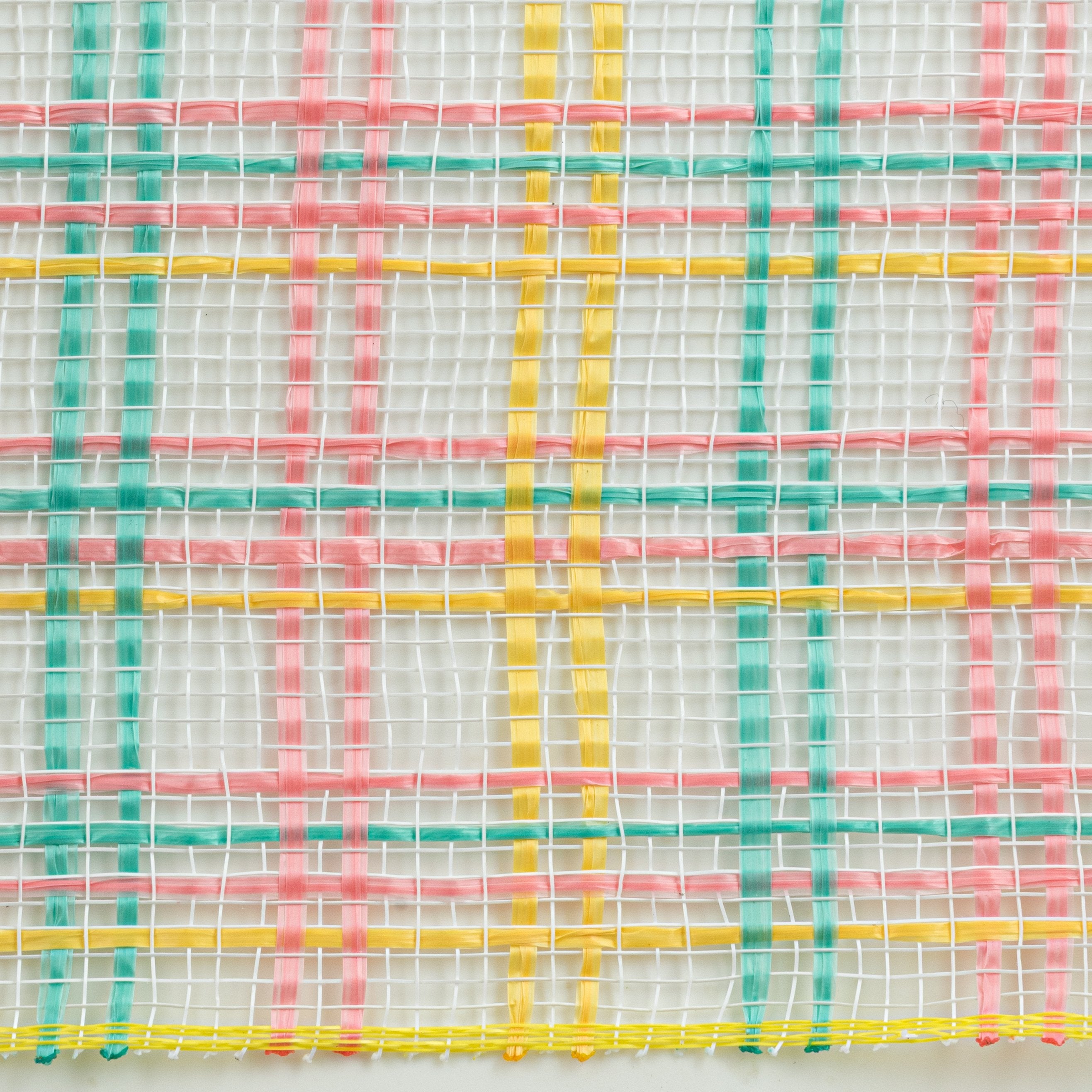 10" Wide Strip Plaid Mesh: Teal, Blush Pink, Yellow detail photo 3
