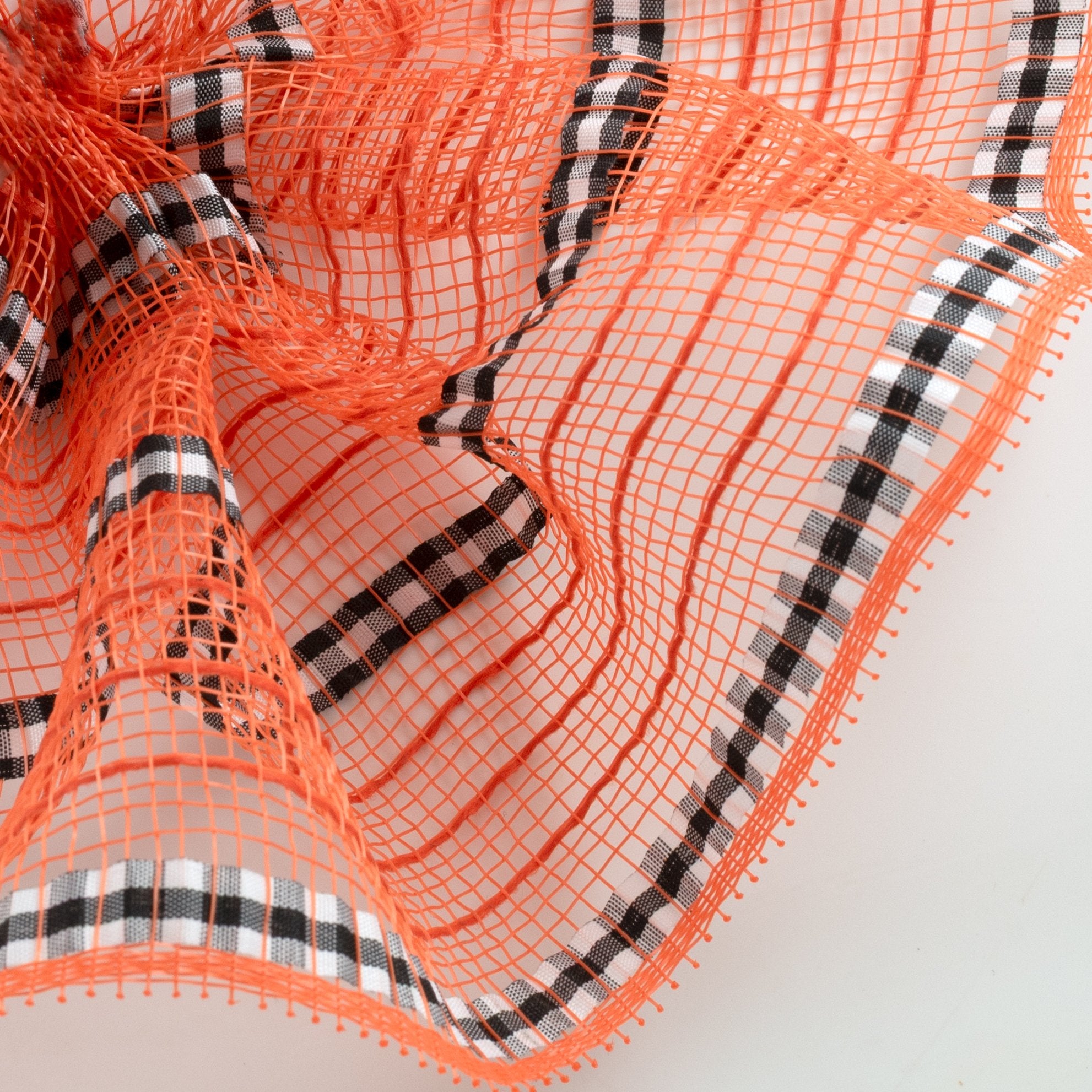 10" XL Wide Fabric & Faux Jute Mesh: Orange, Black & White Lifestyle Photo