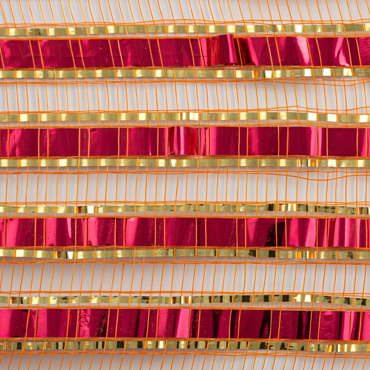 10" XL Wide Metallic Stripe Mesh: Orange, Fuchsia & Gold detail photo 3