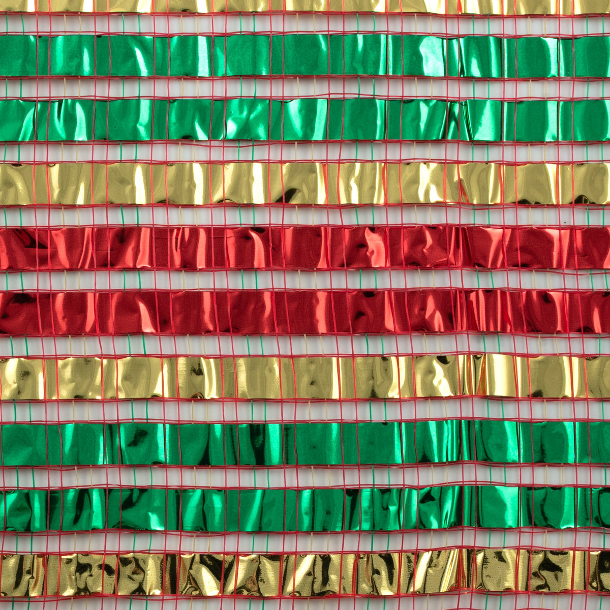 10" XL Wide Metallic Stripe Mesh: Red, Green & Gold detail photo 3