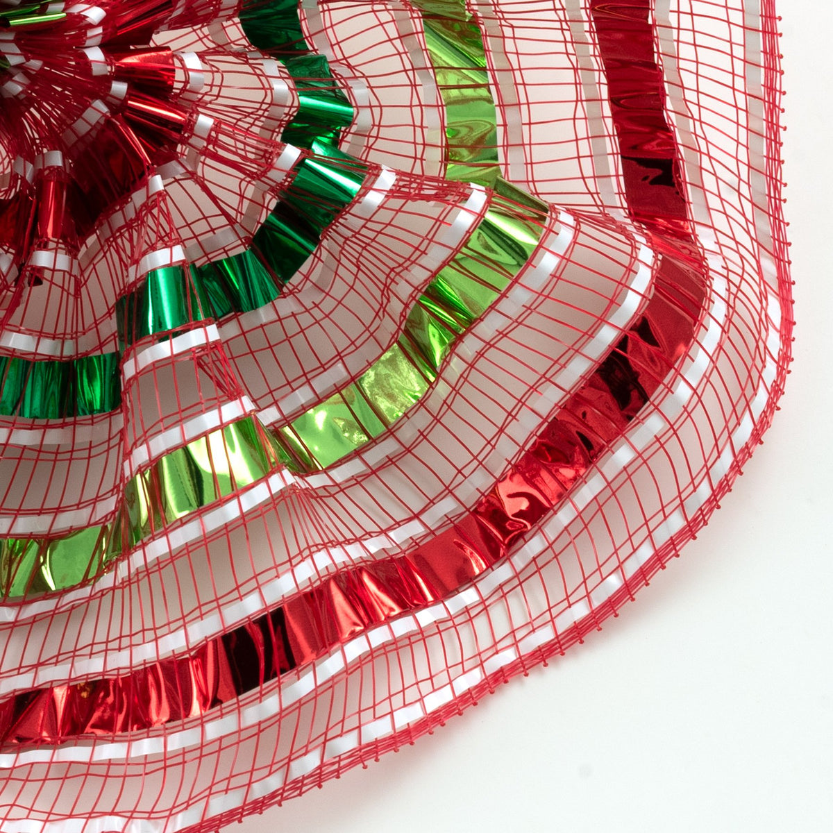 10" XL Wide Metallic Stripe Mesh: Red, Green & White Lifestyle Photo