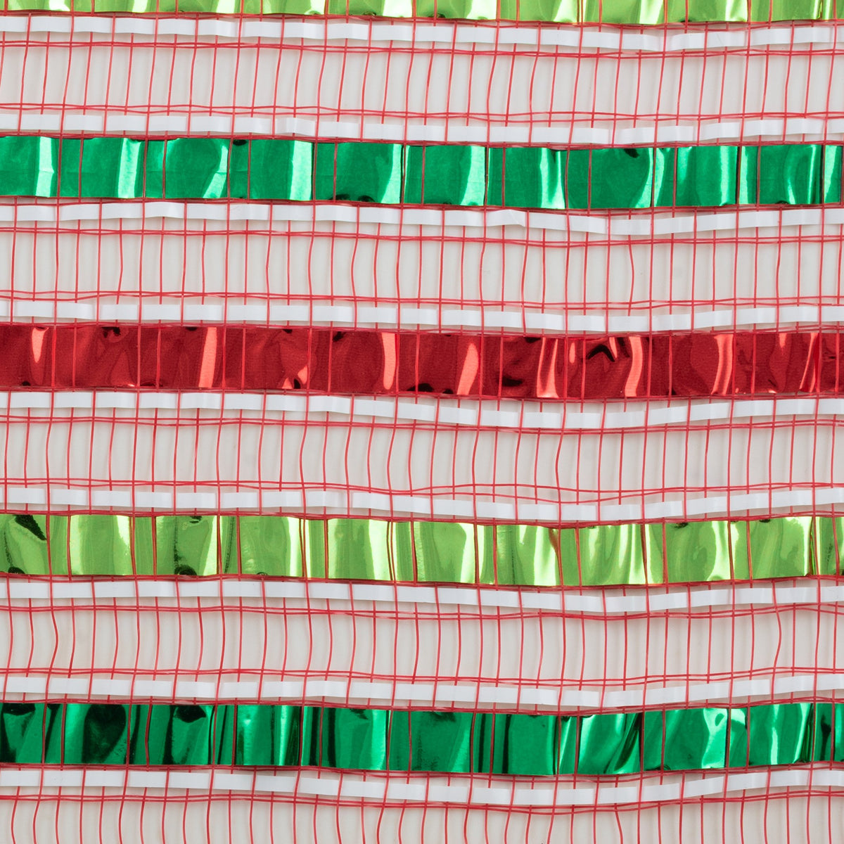 10" XL Wide Metallic Stripe Mesh: Red, Green & White detail photo 3