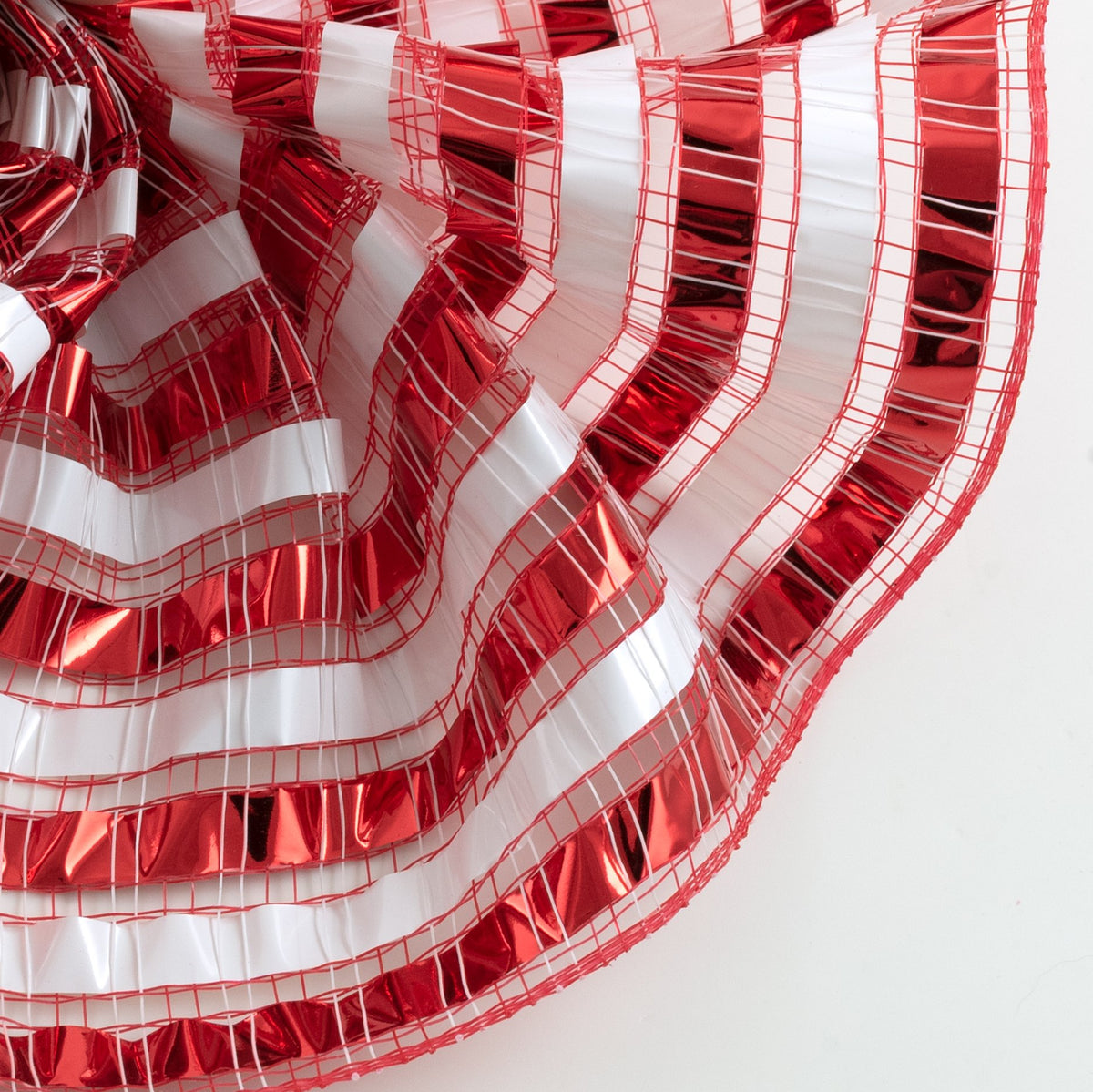 10" XL Wide Metallic Stripe Mesh: Red & White Lifestyle Photo