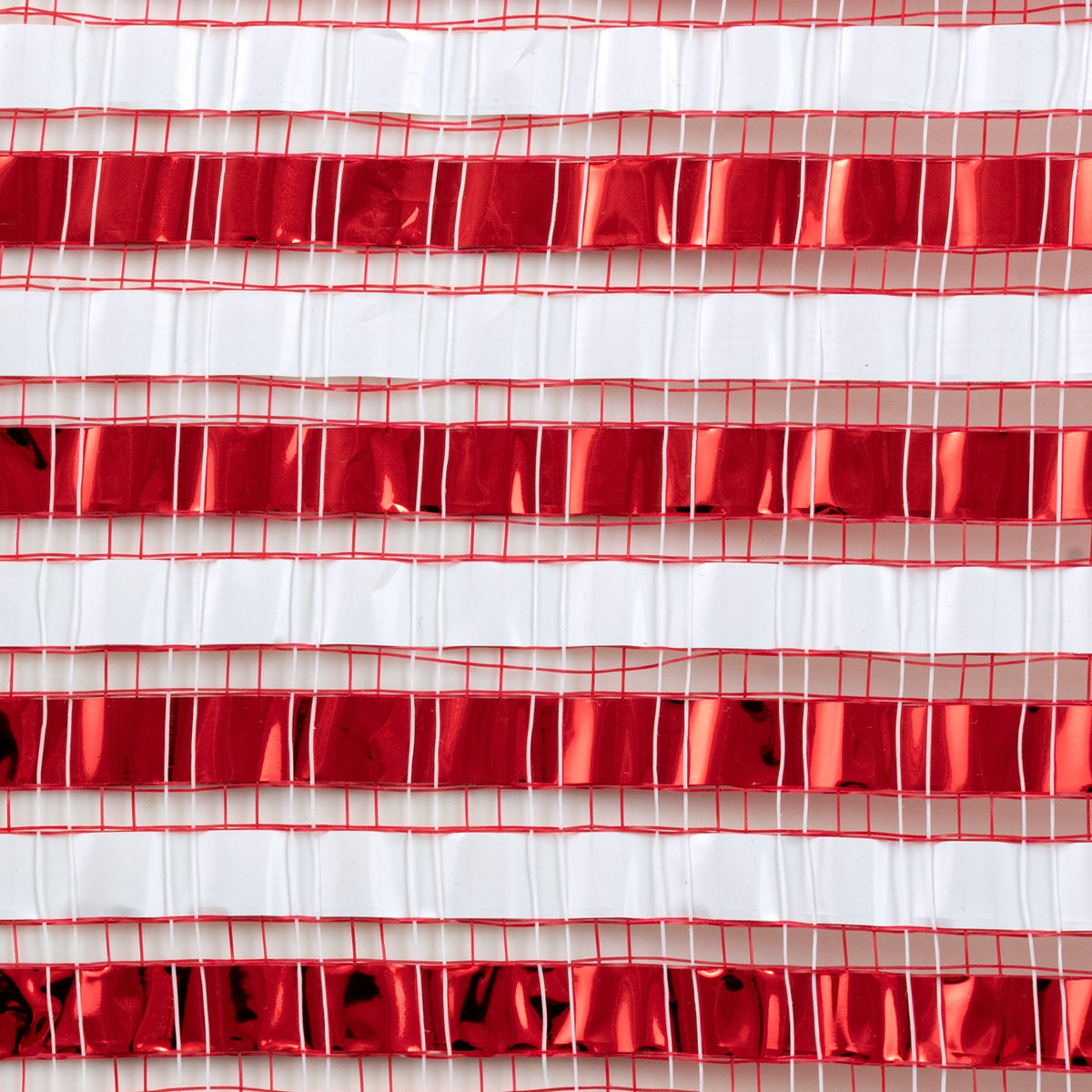 10" XL Wide Metallic Stripe Mesh: Red & White detail photo 3