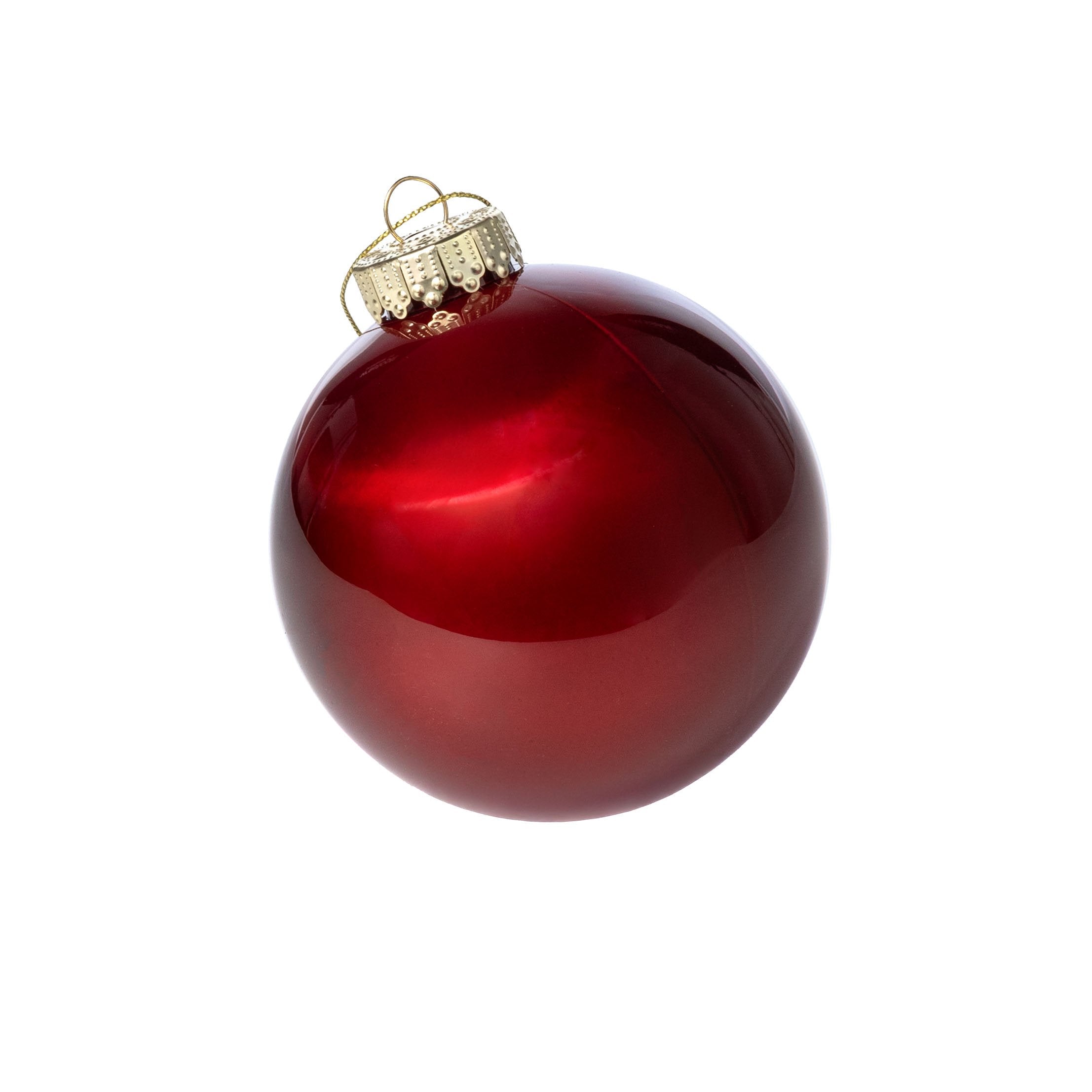 100mm Lacquered Glass-Look Shatterproof Ornament: Burgundy Red Item Number: XH966105