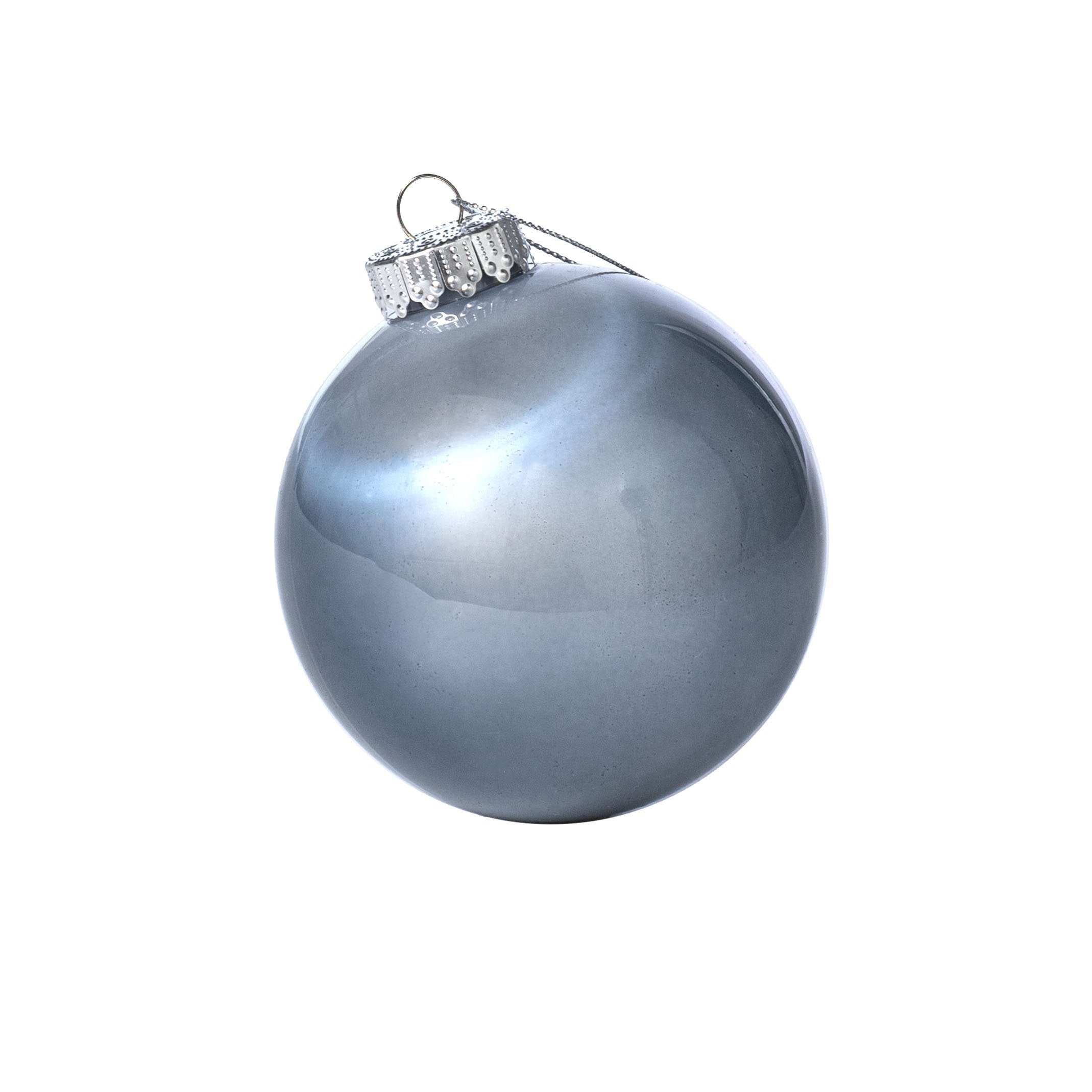 100mm Lacquered Glass-Look Shatterproof Ornament: Grey Item Number: XH966110