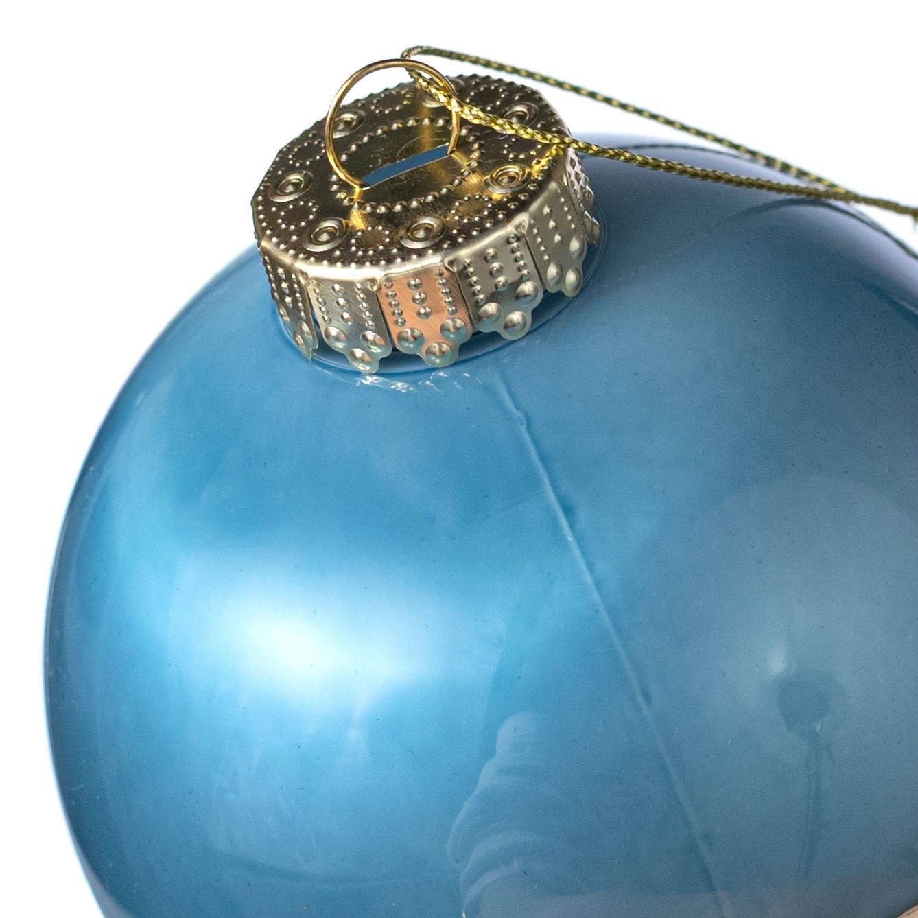 100mm Lacquered Glass-Look Shatterproof Ornament: Smoke Blue detail photo 3