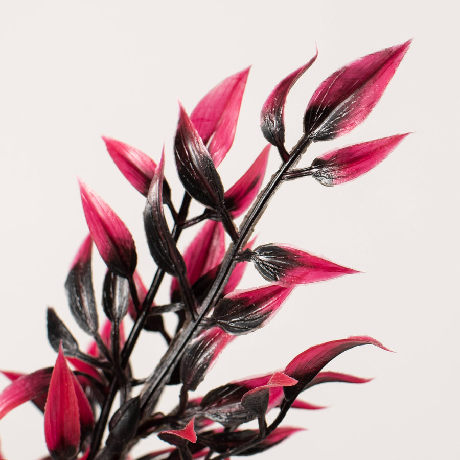 17" Halloween Leaf Bush: Fuchsia Pink & Black