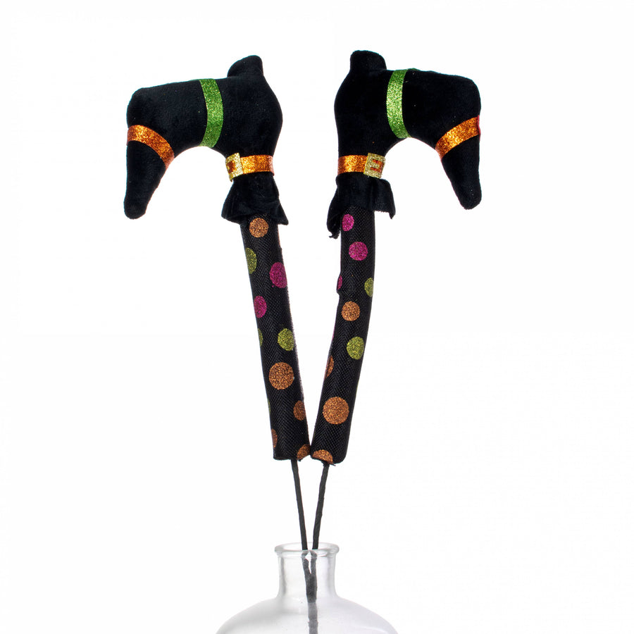 30" Glitter Halloween Polka Dot Witch Legs Spray
