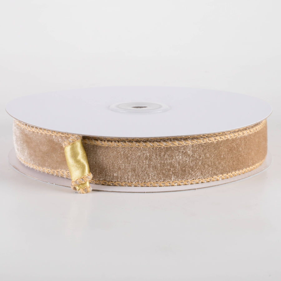 7/8" Deluxe Velvet Satin Backing Ribbon: Taupe Brown (10 Yards)