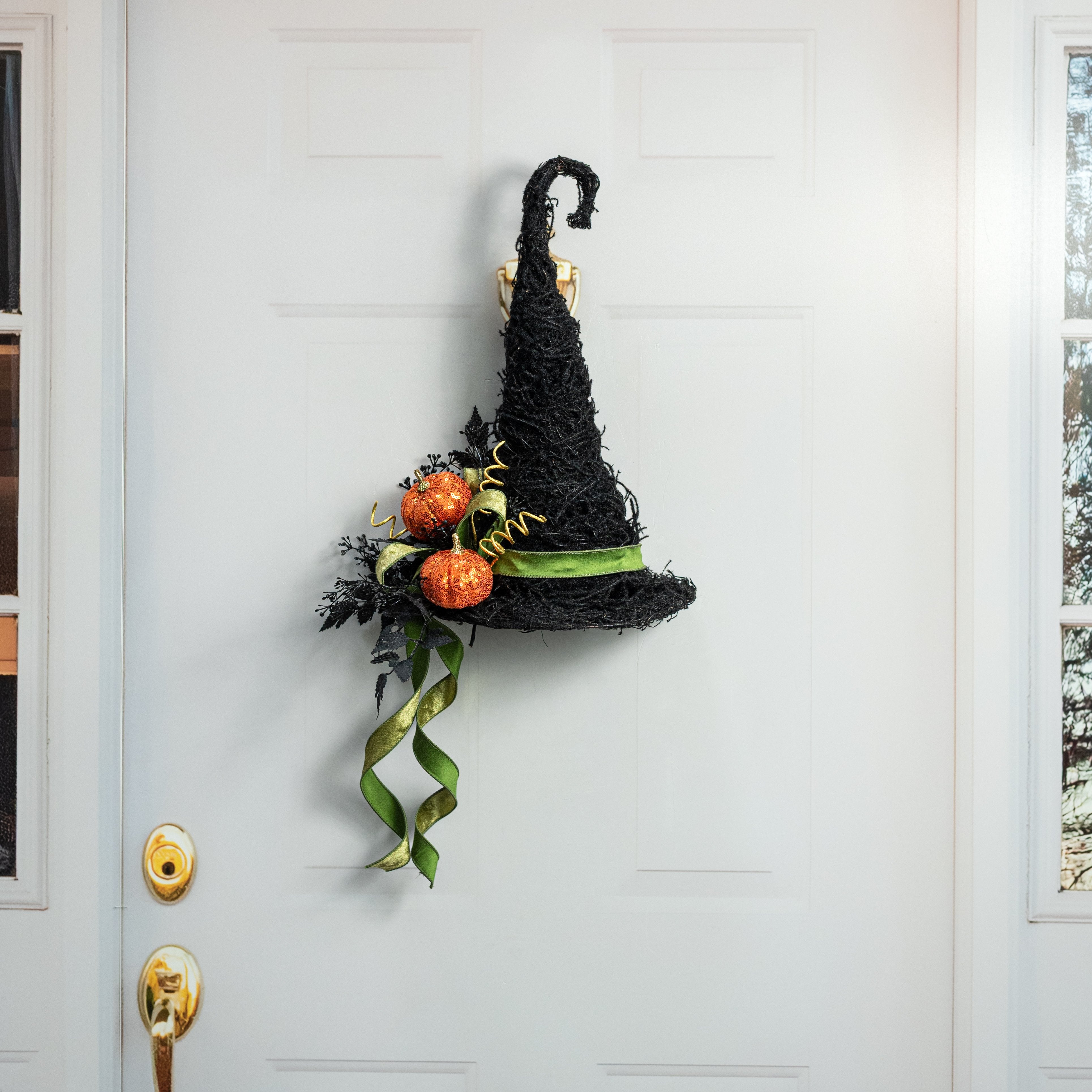 11" x 18" Half Witch Hat Door Hanger: Black detail photo 5