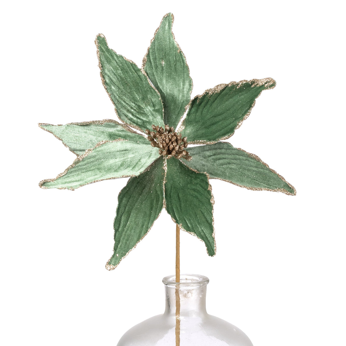 11" x 24" Velvet Poinsettia Stem: Sage Green Item Number: 86773SAGE