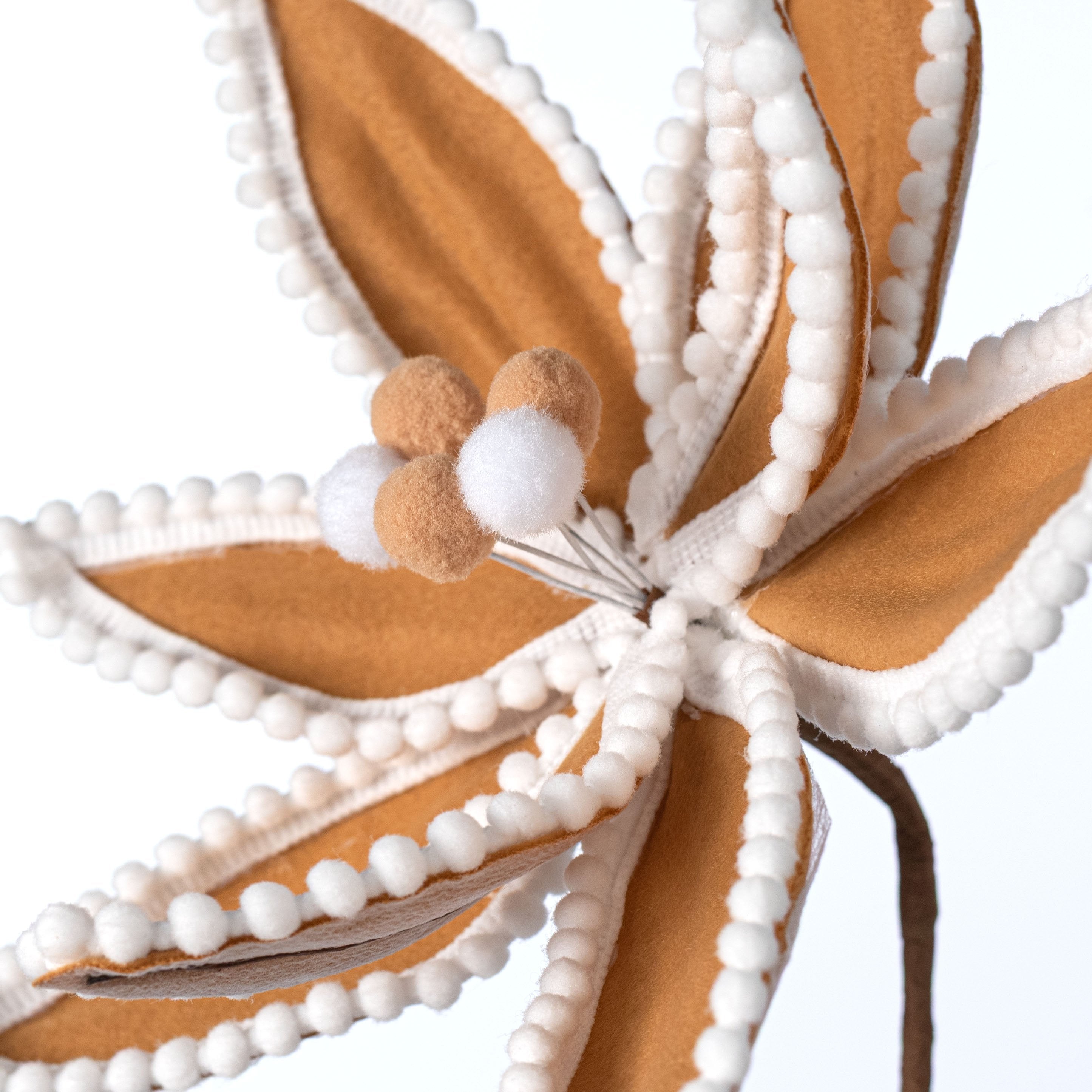 11" x 26" Felt & Trim Poinsettia Stem: White Gingerbread detail photo 4