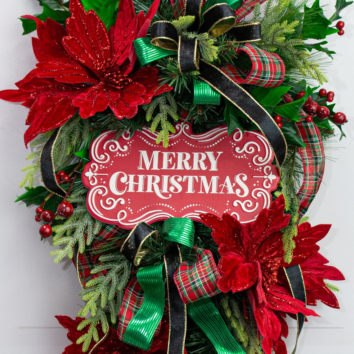 11.5" Metal Embossed Hanger: Red Merry Christmas Lifestyle Photo