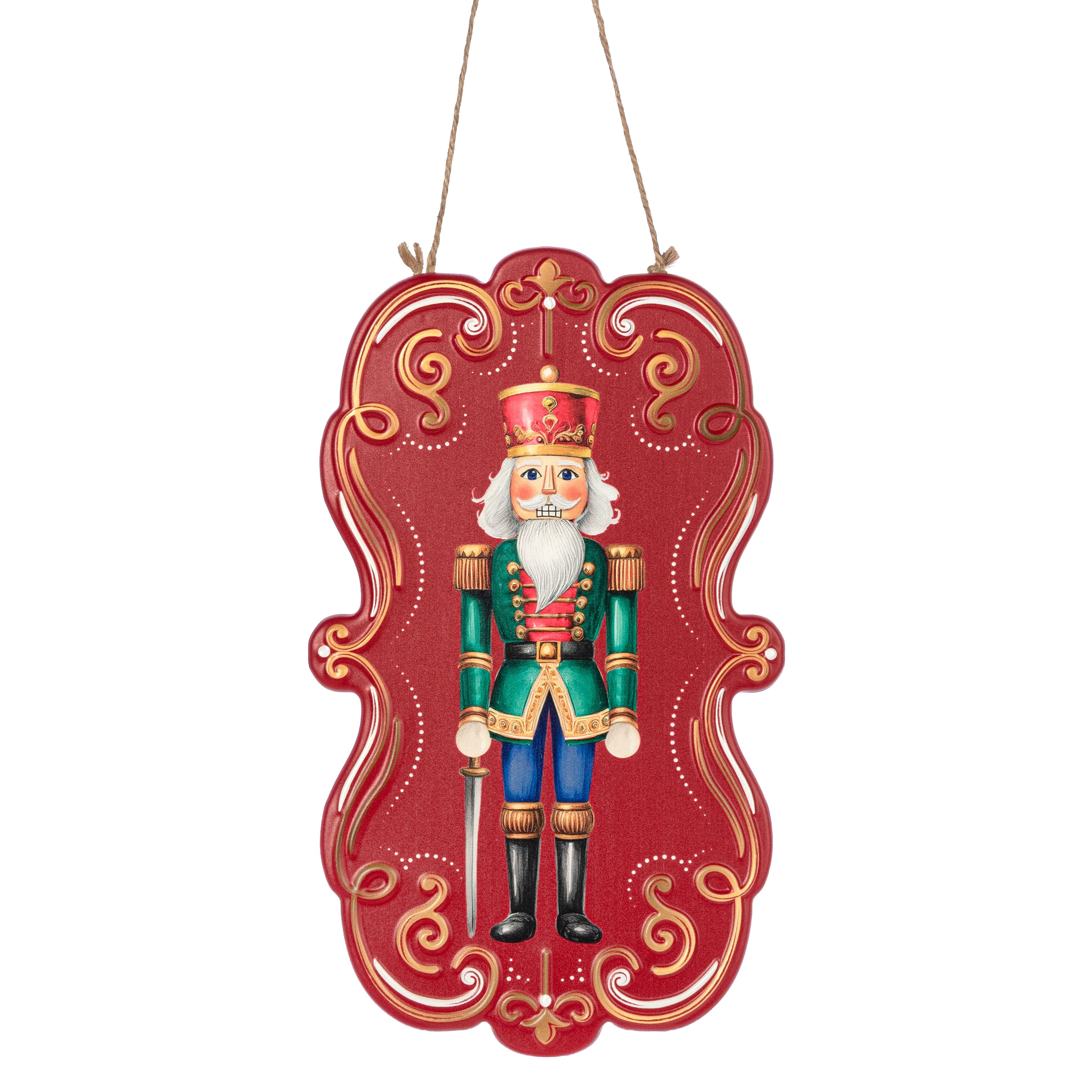 11.5" Metal Embossed Hanger: Red Nutcracker Item Number: MD179324