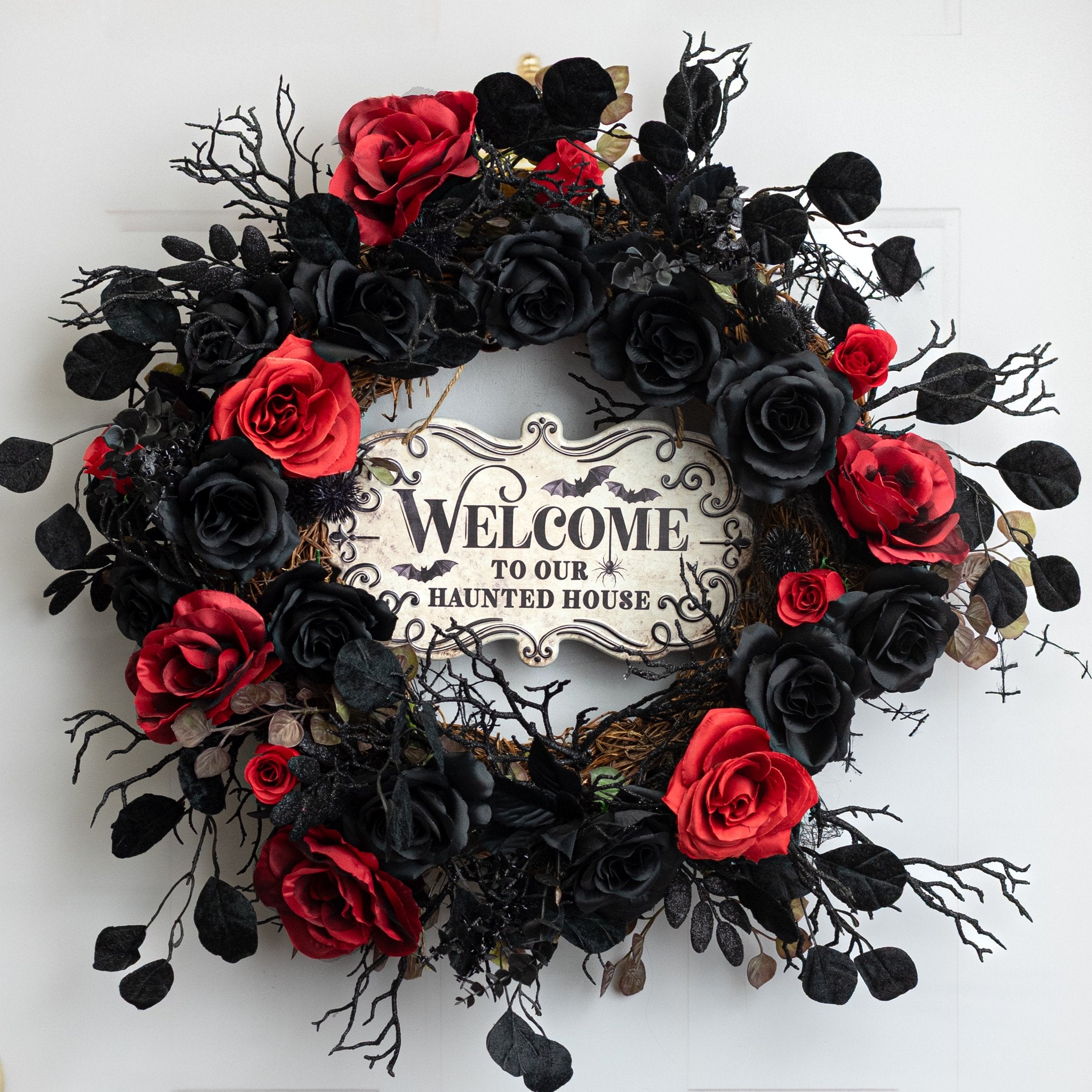 11.5" Metal Embossed Hanger: Welcome Haunted House Lifestyle Photo