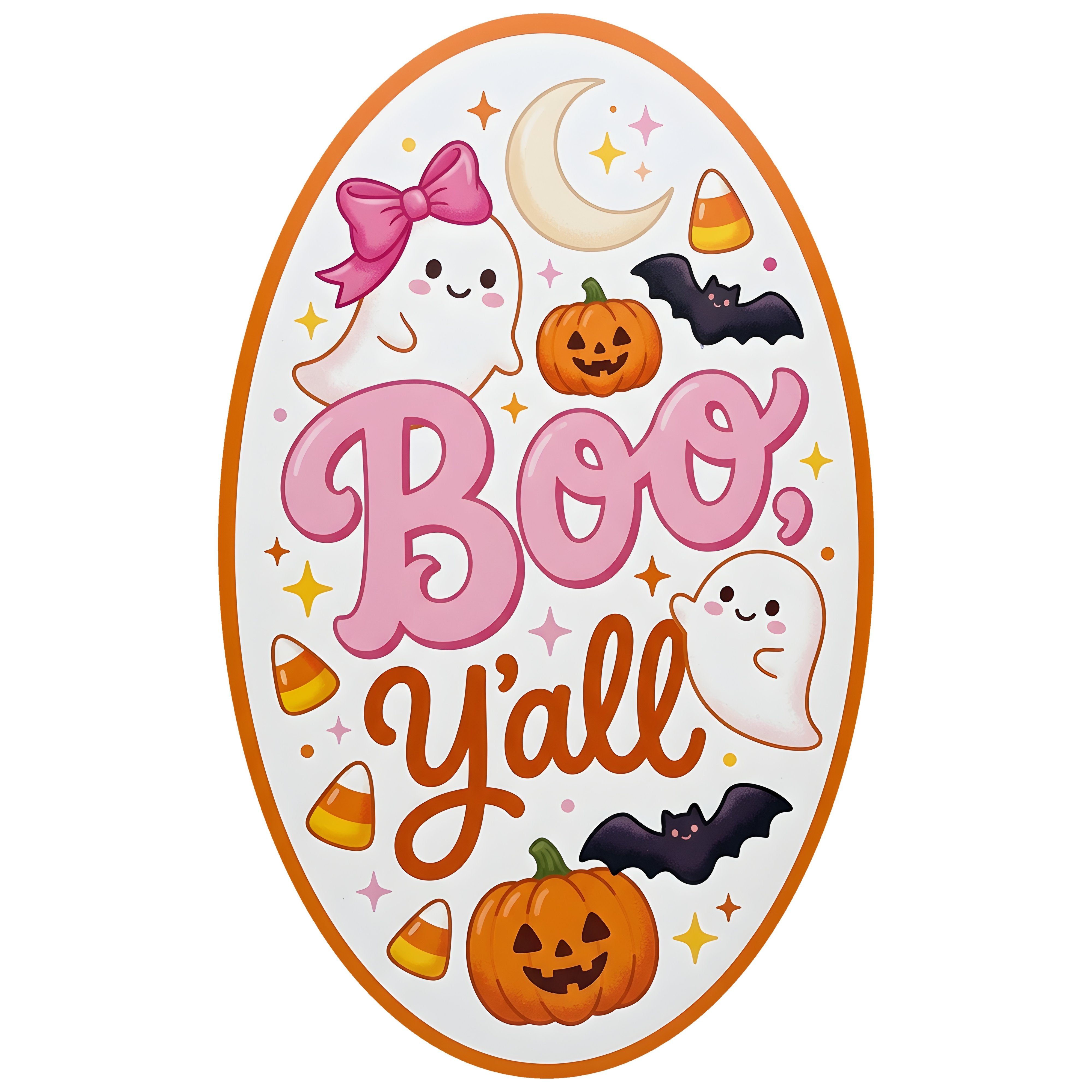 11.75" Oval Waterproof Sign: Pink Boo Y'all Halloween Ghosts Item Number: CD1428NH-118
