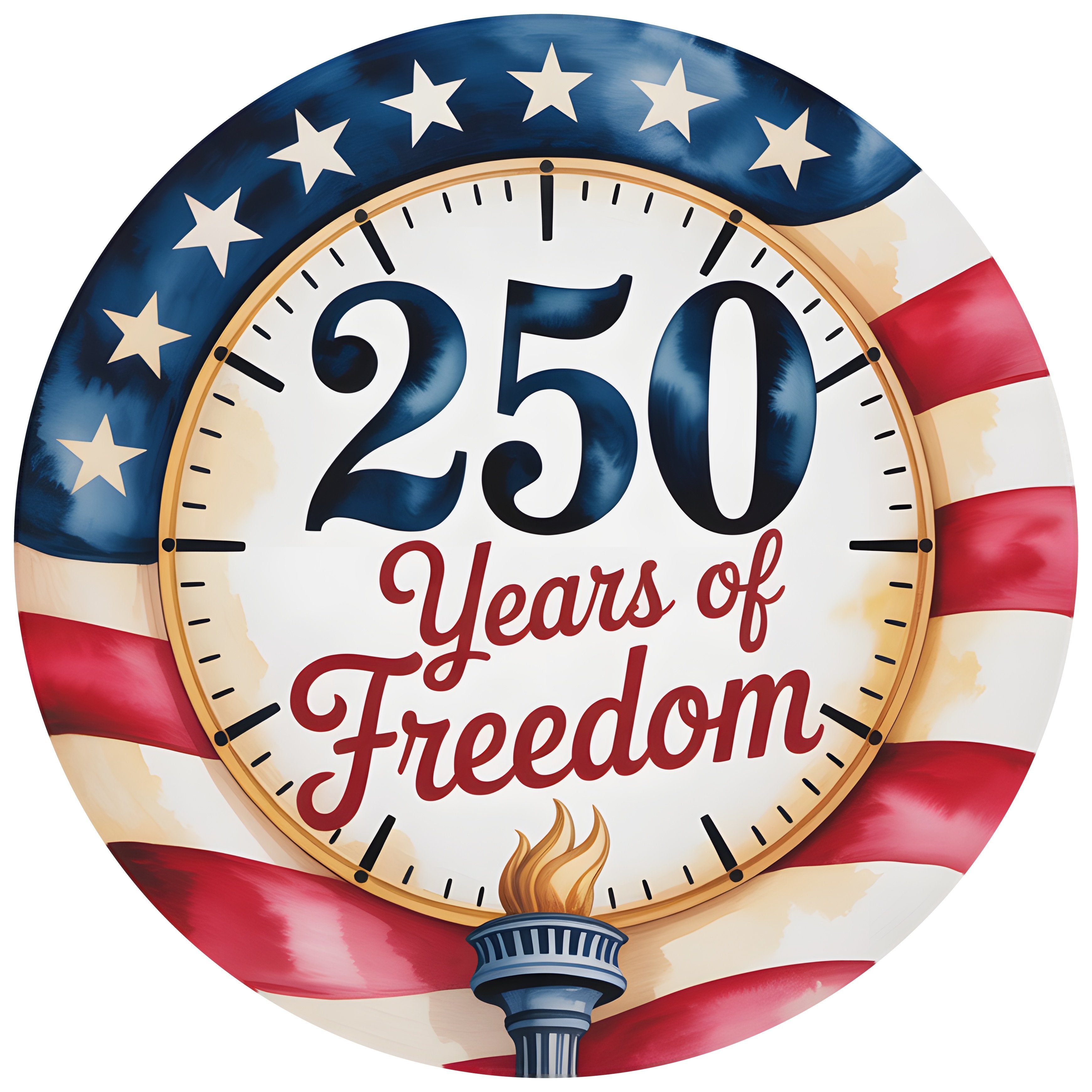 11.75" Round Waterproof Sign: 250 Years of Freedom Patriotic Clock Item Number: CD1365NH-118