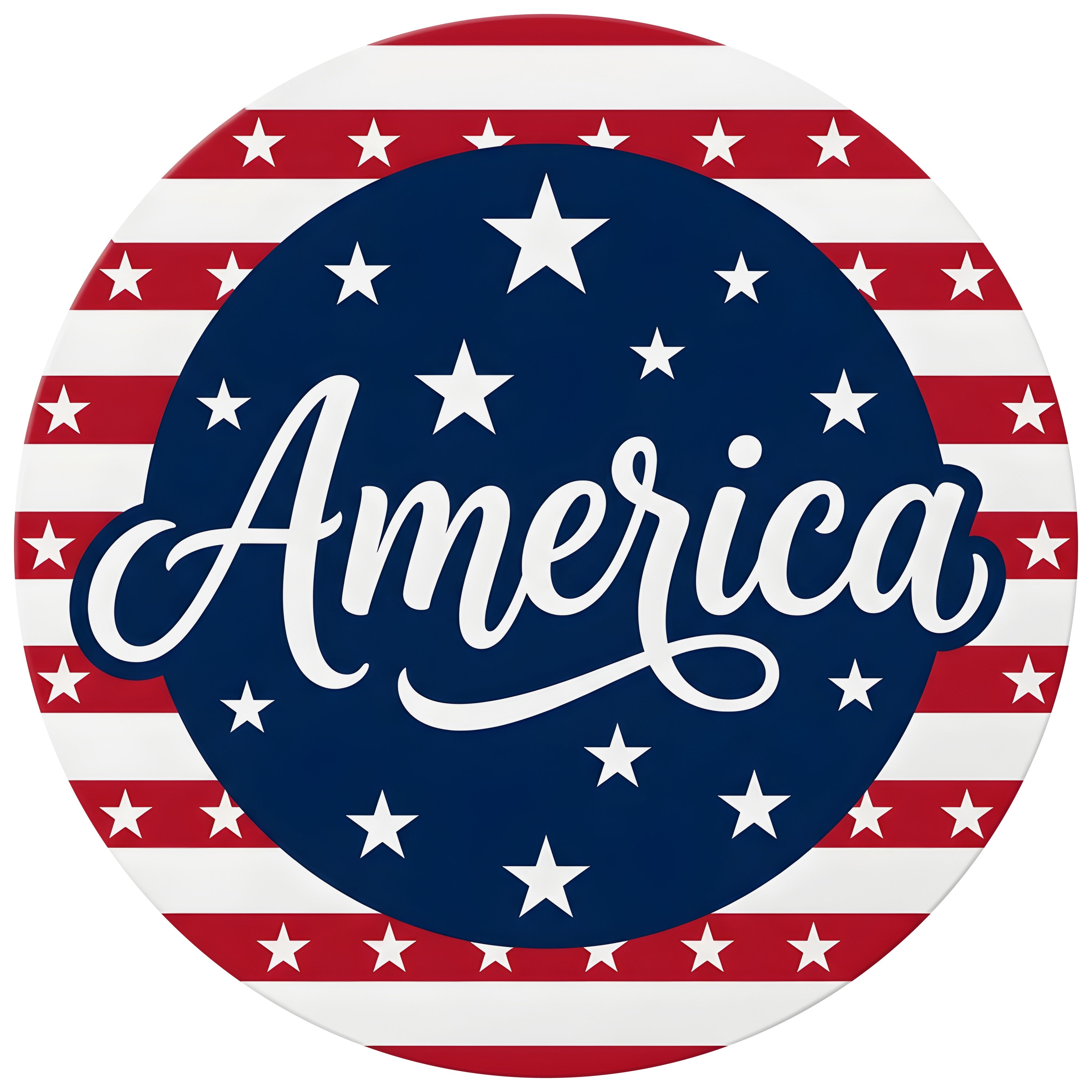 11.75" Round Waterproof Sign: America Patriotic Stars and Stripes Item Number: CD1433NH-118