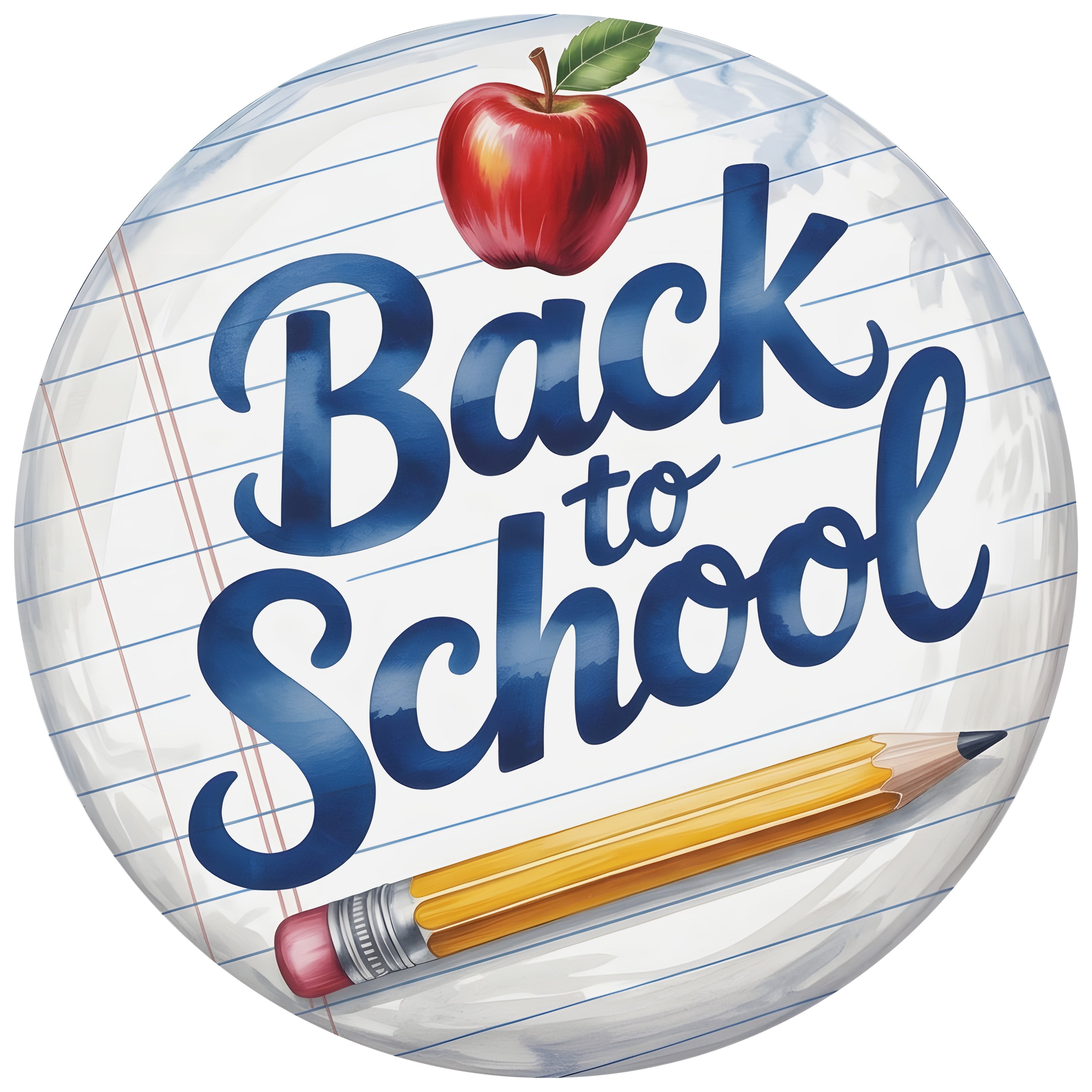 11.75" Round Waterproof Sign: Back to School Apple and Pencil Item Number: CD1316NH-118