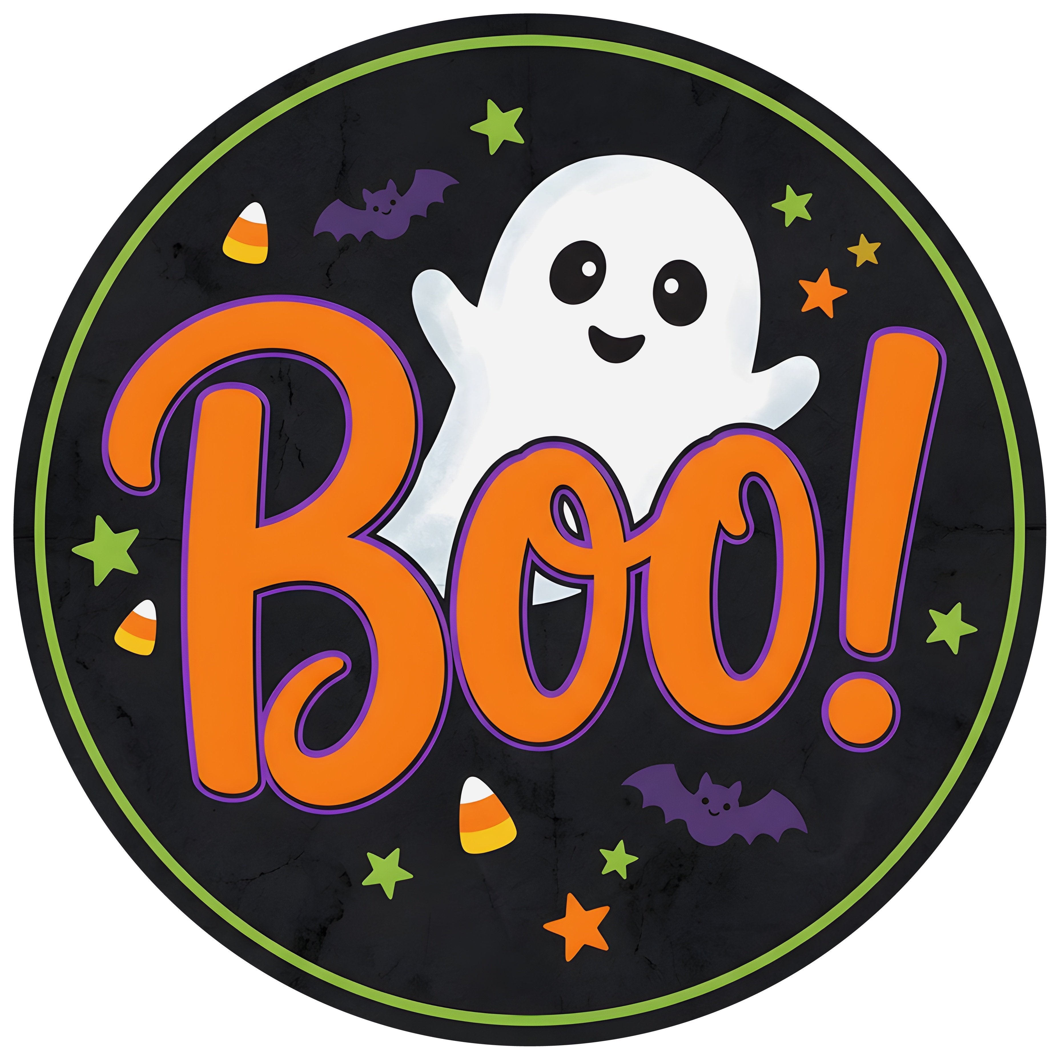 11.75" Round Waterproof Sign: Halloween Boo Smiling Ghost Item Number: CD1417NH-118