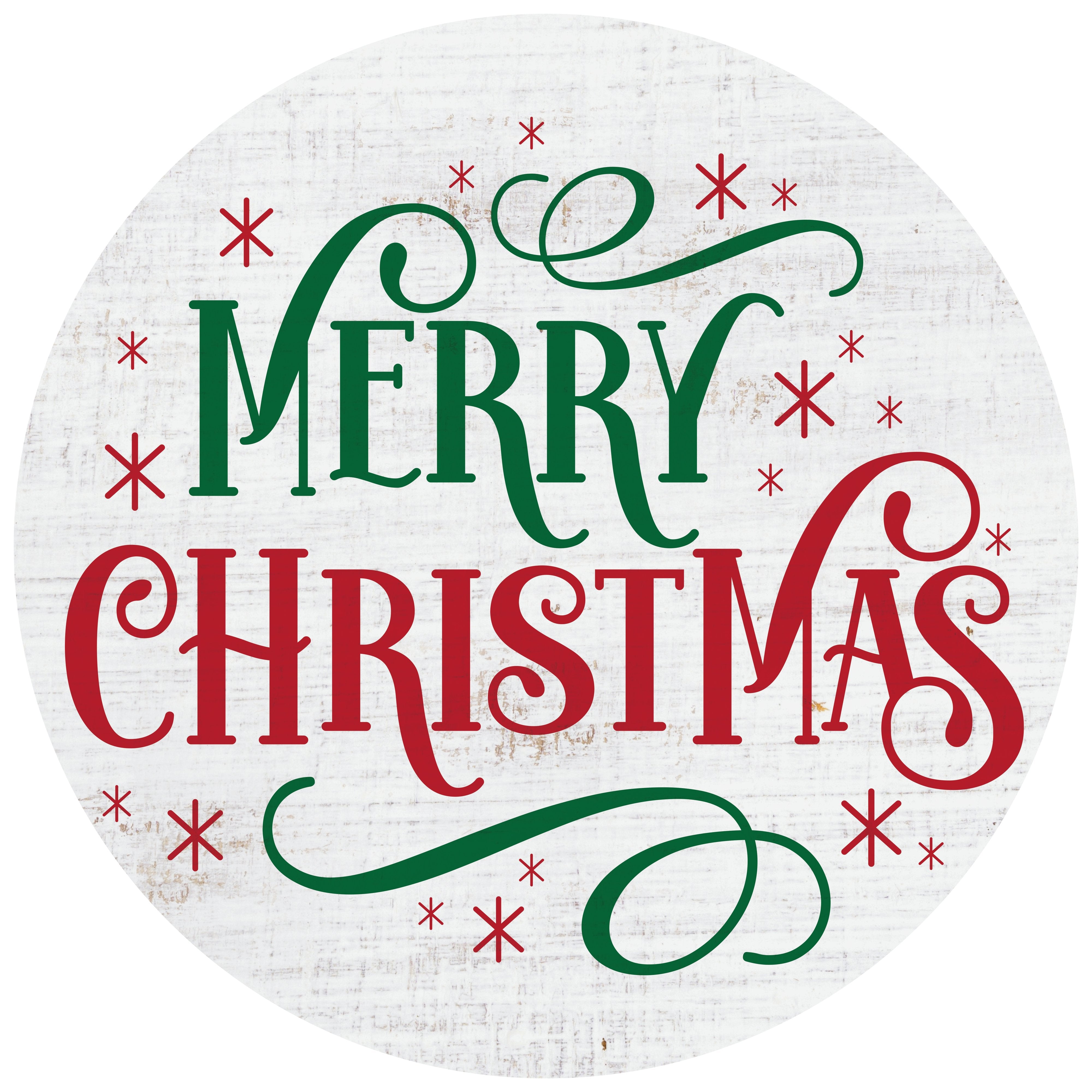 11.75" Round Waterproof Sign: White Wood Merry Christmas Item Number: CD1164NH-118