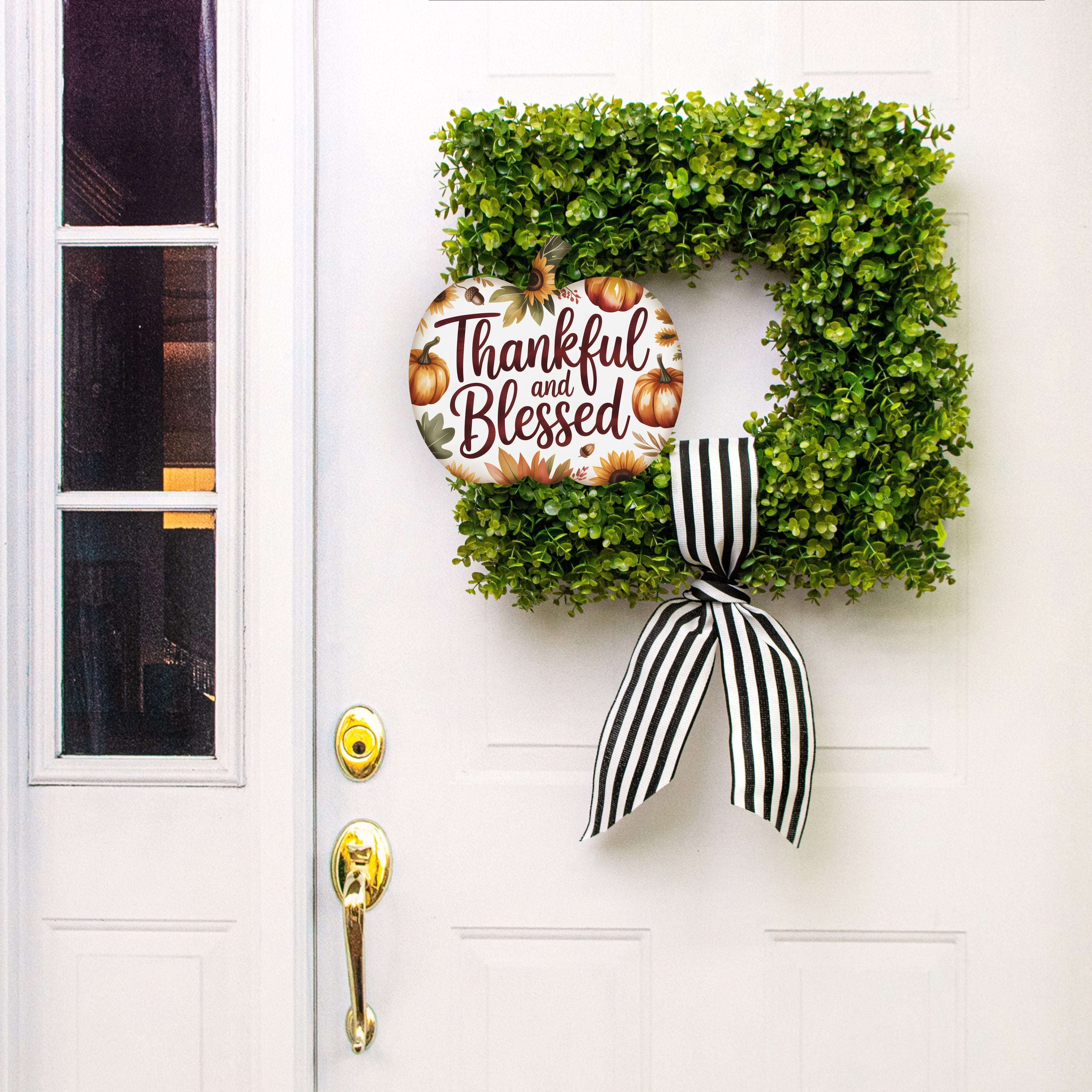 11.75" Waterproof Sign: Thankful and Blessed Fall Pumpkin Lifestyle Photo