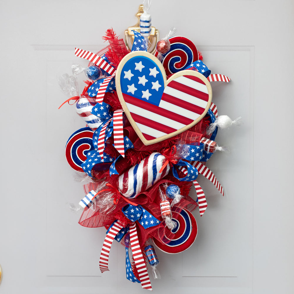 11" Wrapped Patriotic Peppermint Candy: Red, White & Blue Lifestyle Photo
