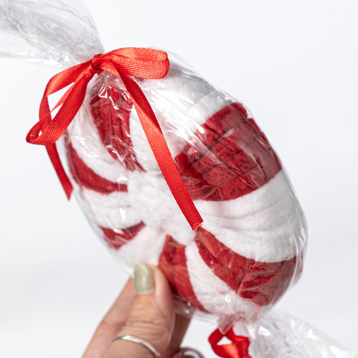 11" Wrapped Round Peppermint Candy: Red & White detail photo 3