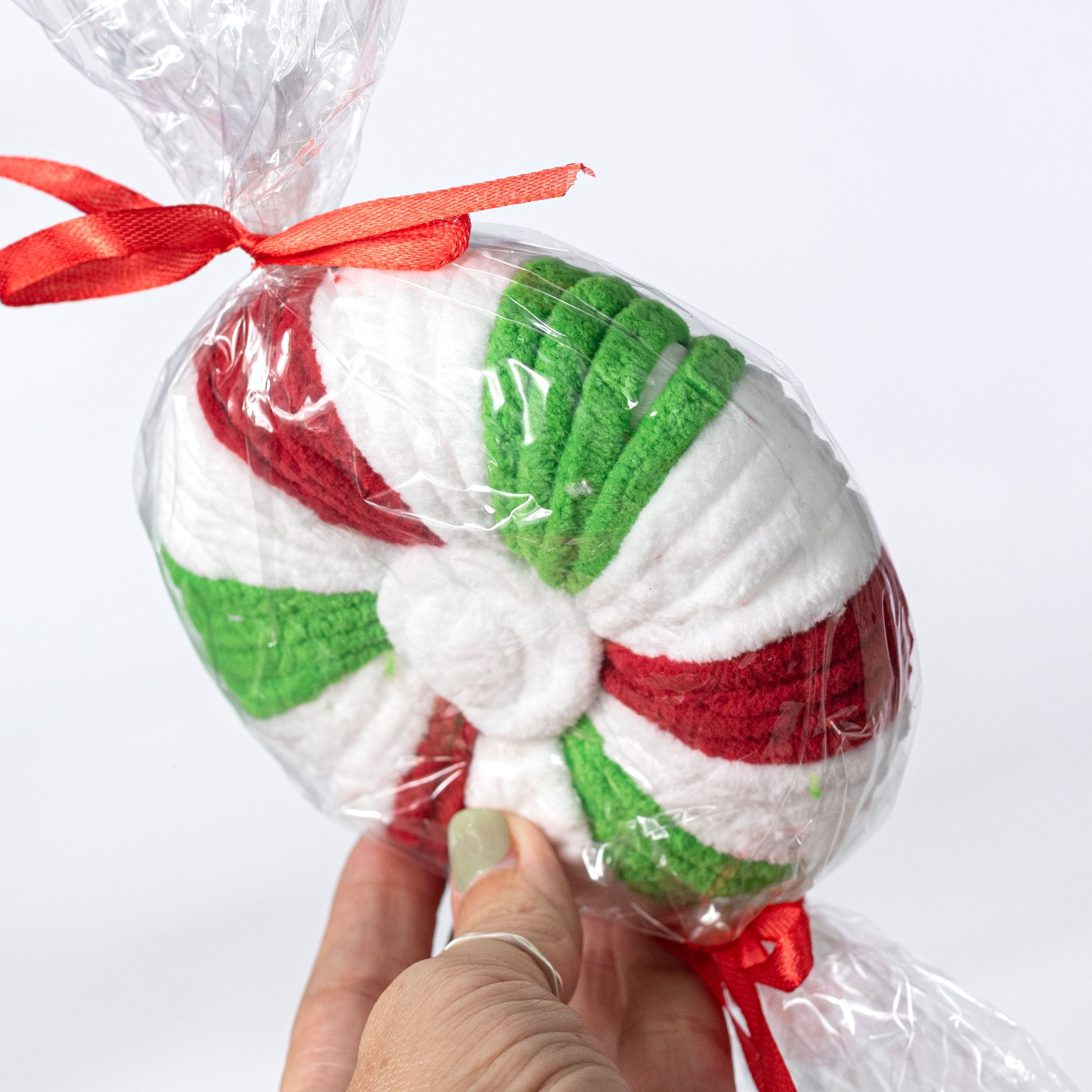11" Wrapped Round Peppermint Candy: Red, White & Green detail photo 3