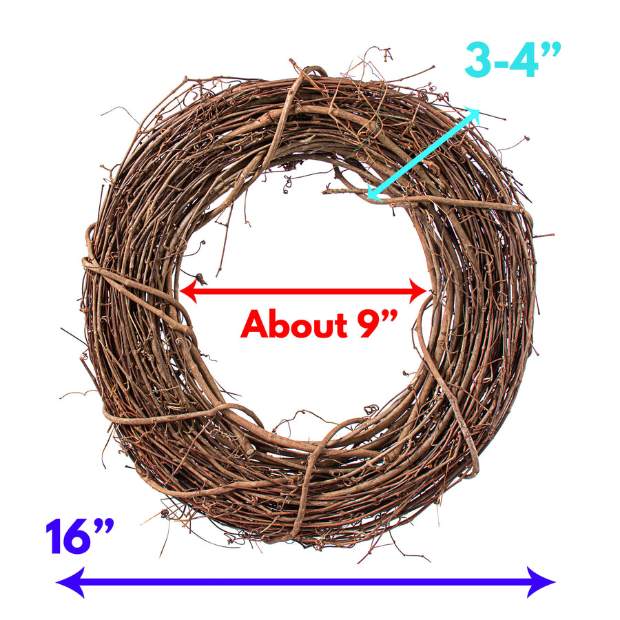 16" Natural Grapevine Wreath: Round